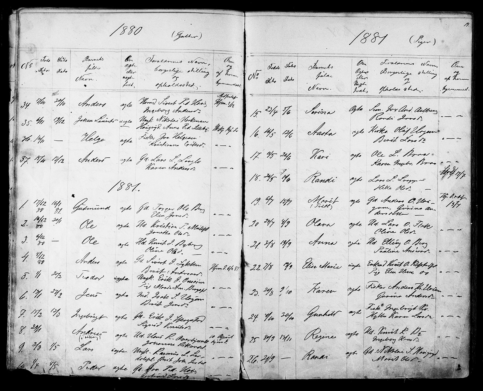 Ministerialprotokoller, klokkerbøker og fødselsregistre - Sør-Trøndelag, AV/SAT-A-1456/612/L0387: Klokkerbok nr. 612C03, 1874-1908, s. 19