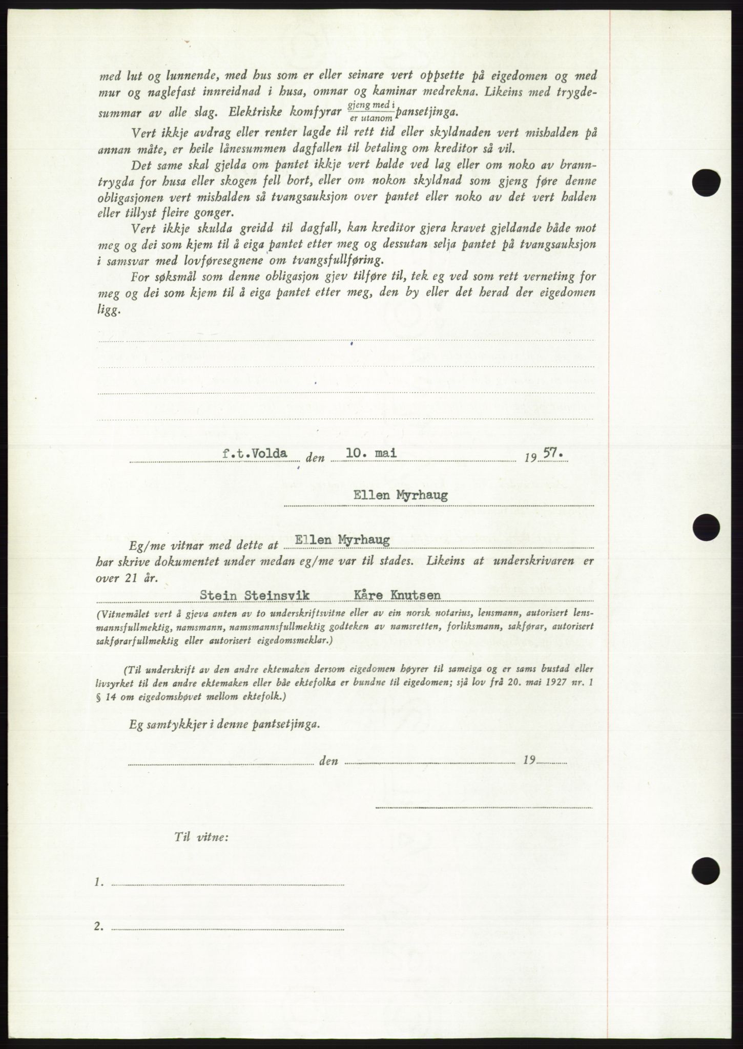 Søre Sunnmøre sorenskriveri, AV/SAT-A-4122/1/2/2C/L0130: Pantebok nr. 18B, 1957-1958, Dagboknr: 1386/1957