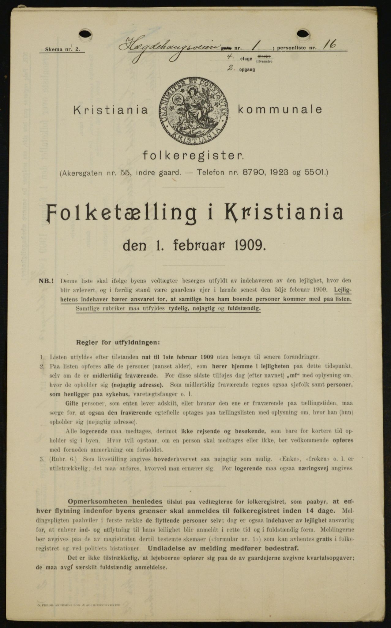 OBA, Kommunal folketelling 1.2.1909 for Kristiania kjøpstad, 1909, s. 32566