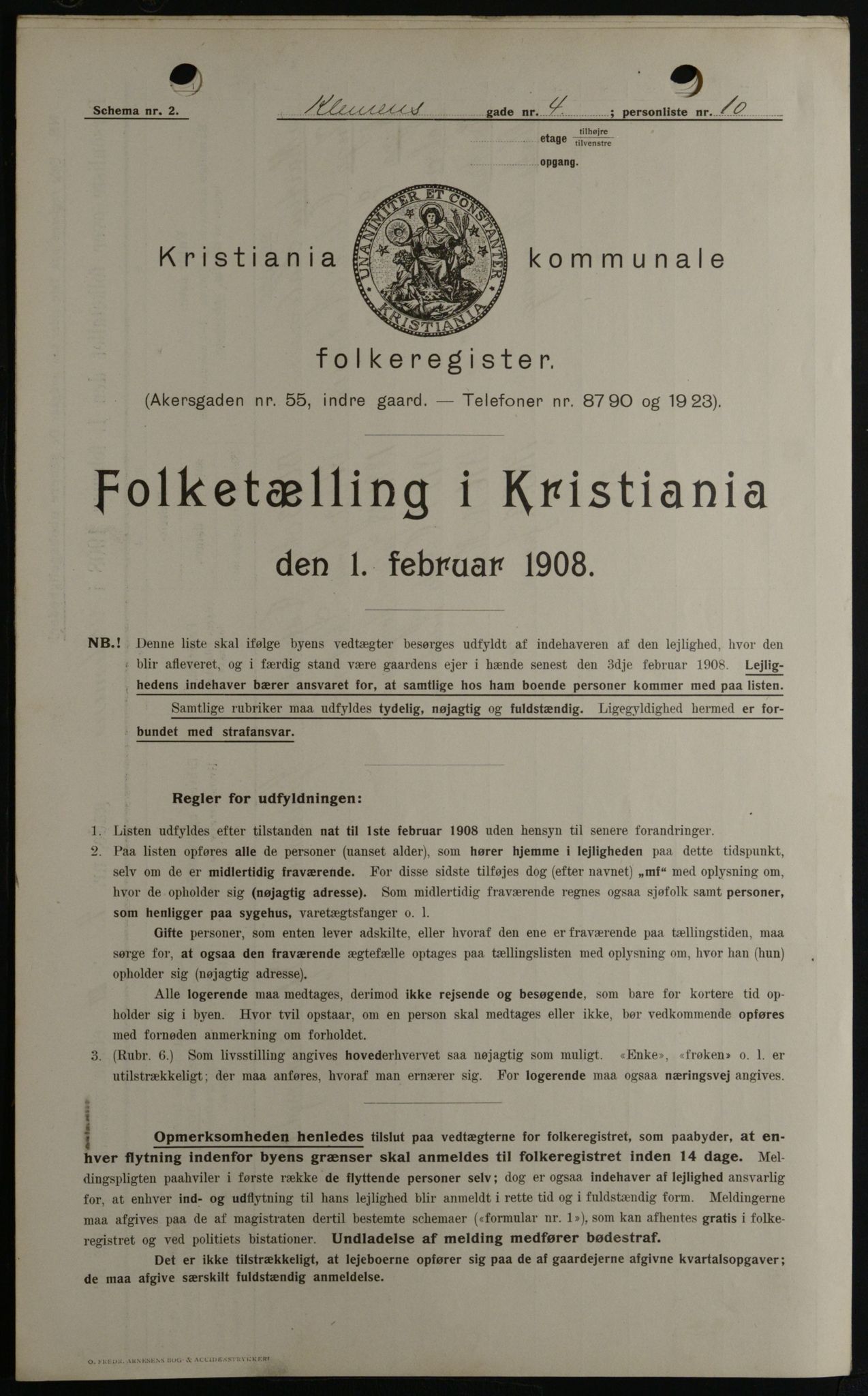 OBA, Kommunal folketelling 1.2.1908 for Kristiania kjøpstad, 1908, s. 12040