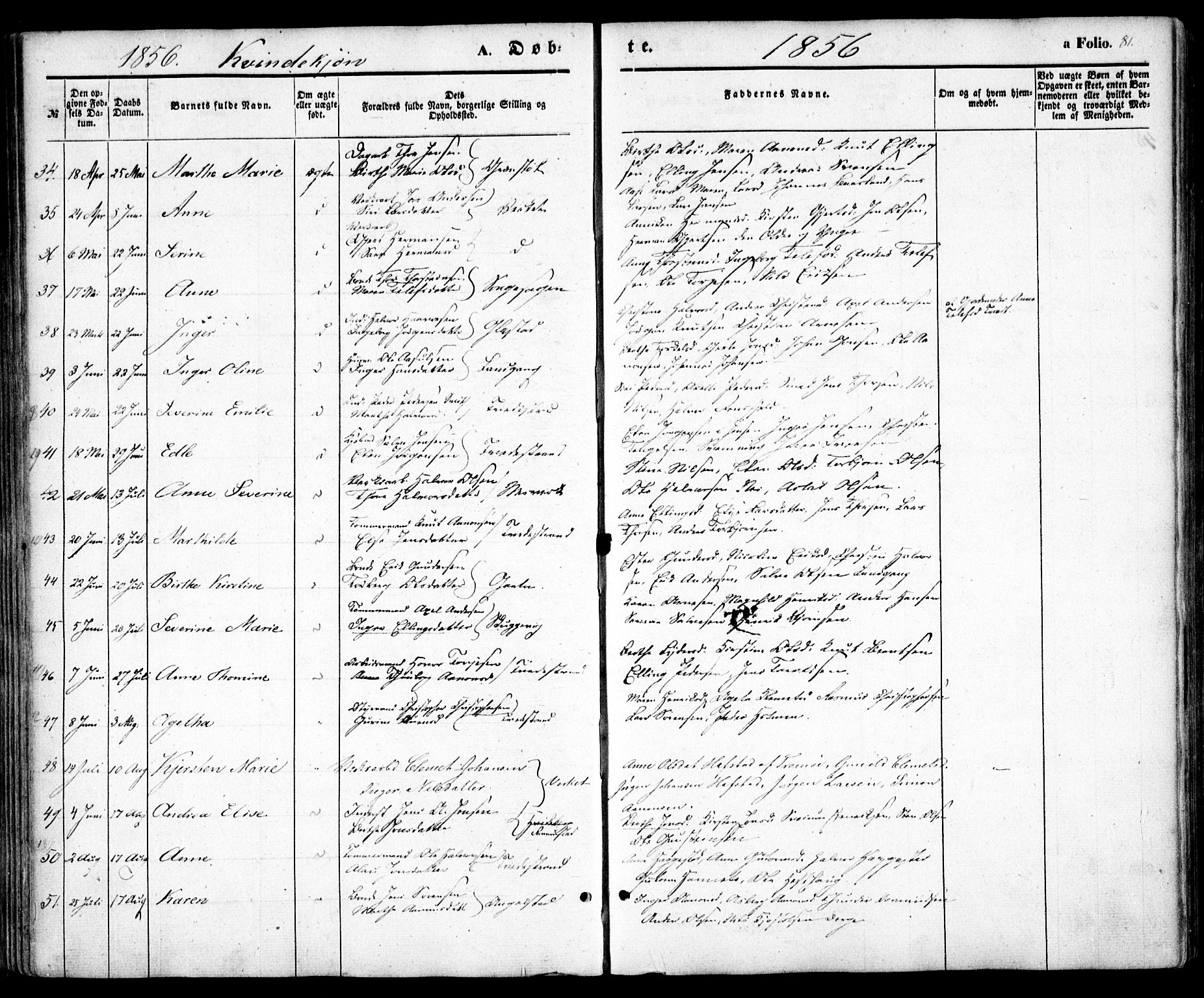 Holt sokneprestkontor, AV/SAK-1111-0021/F/Fa/L0008: Ministerialbok nr. A 8, 1849-1860, s. 81