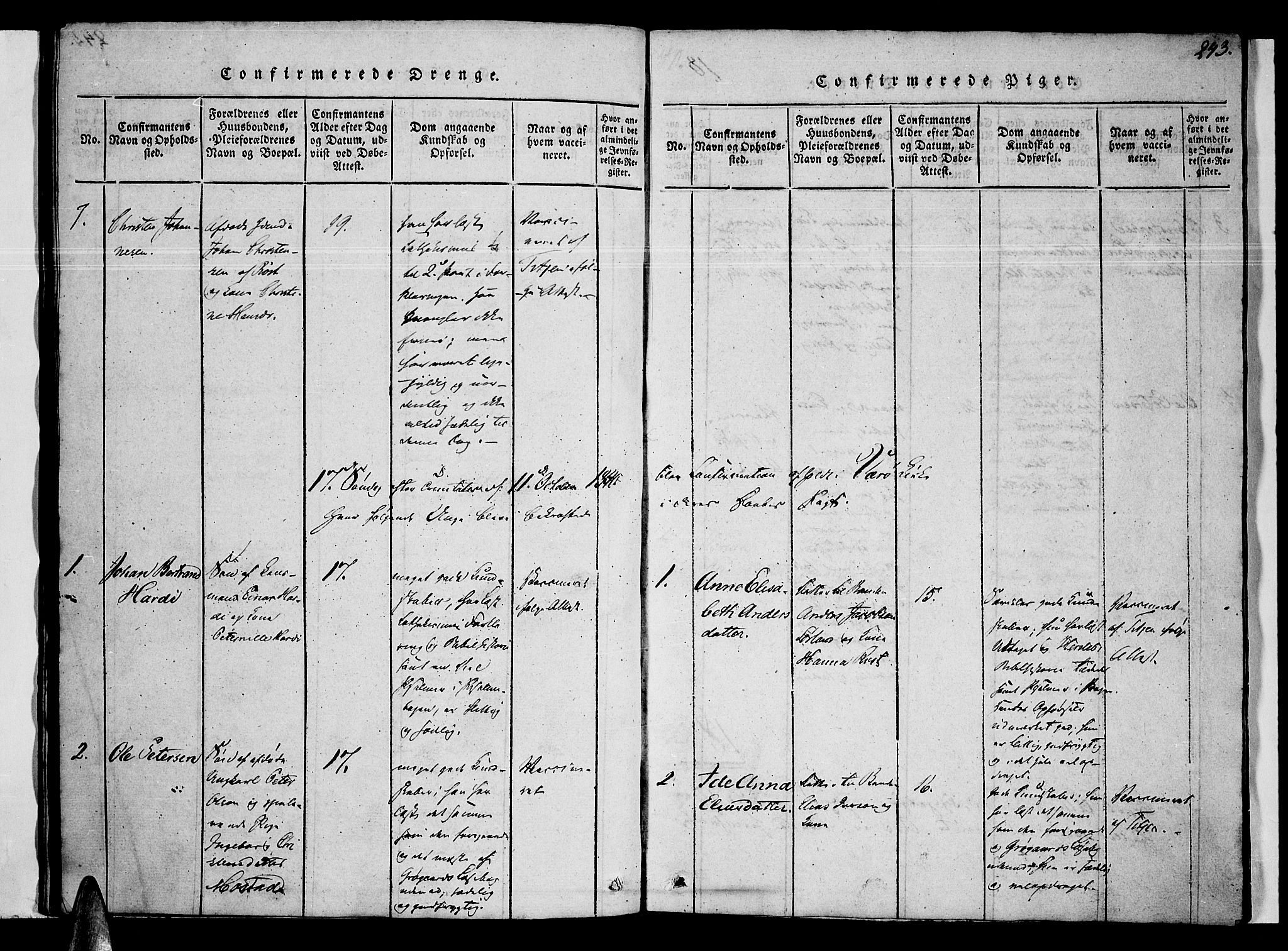 Ministerialprotokoller, klokkerbøker og fødselsregistre - Nordland, SAT/A-1459/807/L0120: Ministerialbok nr. 807A03, 1821-1848, s. 243
