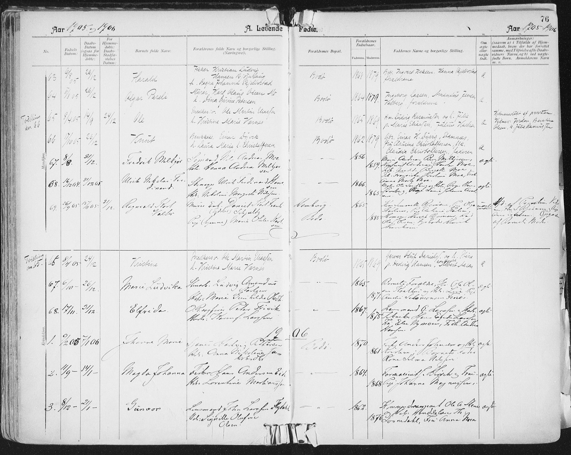 Ministerialprotokoller, klokkerbøker og fødselsregistre - Nordland, AV/SAT-A-1459/801/L0011: Ministerialbok nr. 801A11, 1900-1916, s. 76