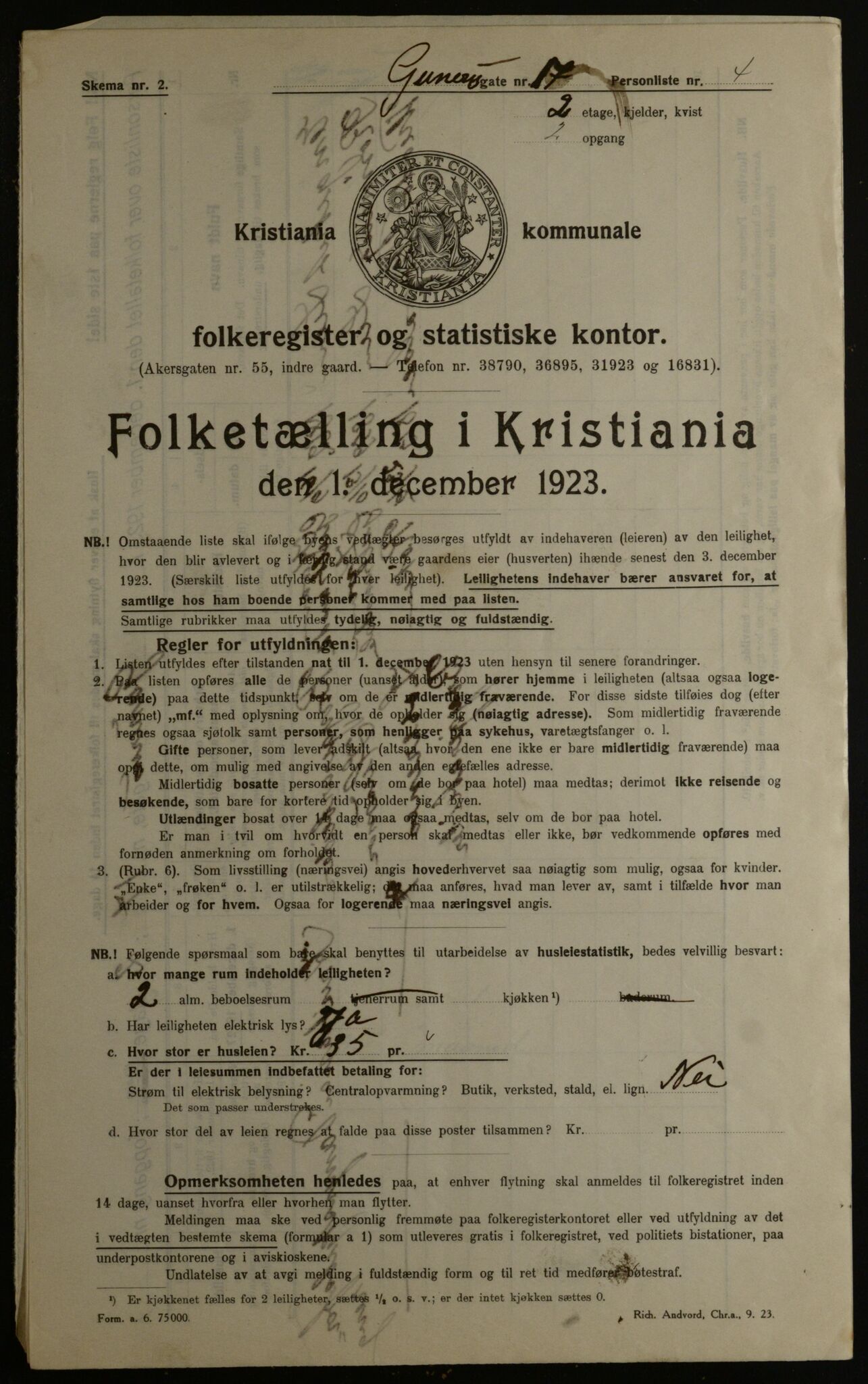 OBA, Kommunal folketelling 1.12.1923 for Kristiania, 1923, s. 6195