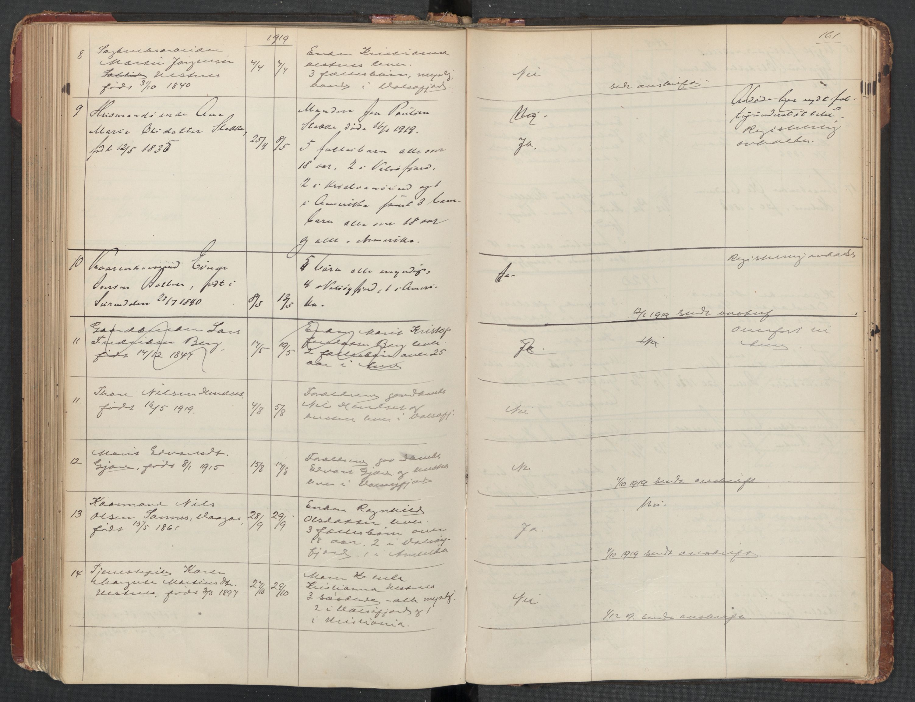 Aure lensmannskontor, AV/SAT-A-1088/1/02/L0003: 2.01.03 Dødsfallsprotokoll, 1906-1926, s. 161