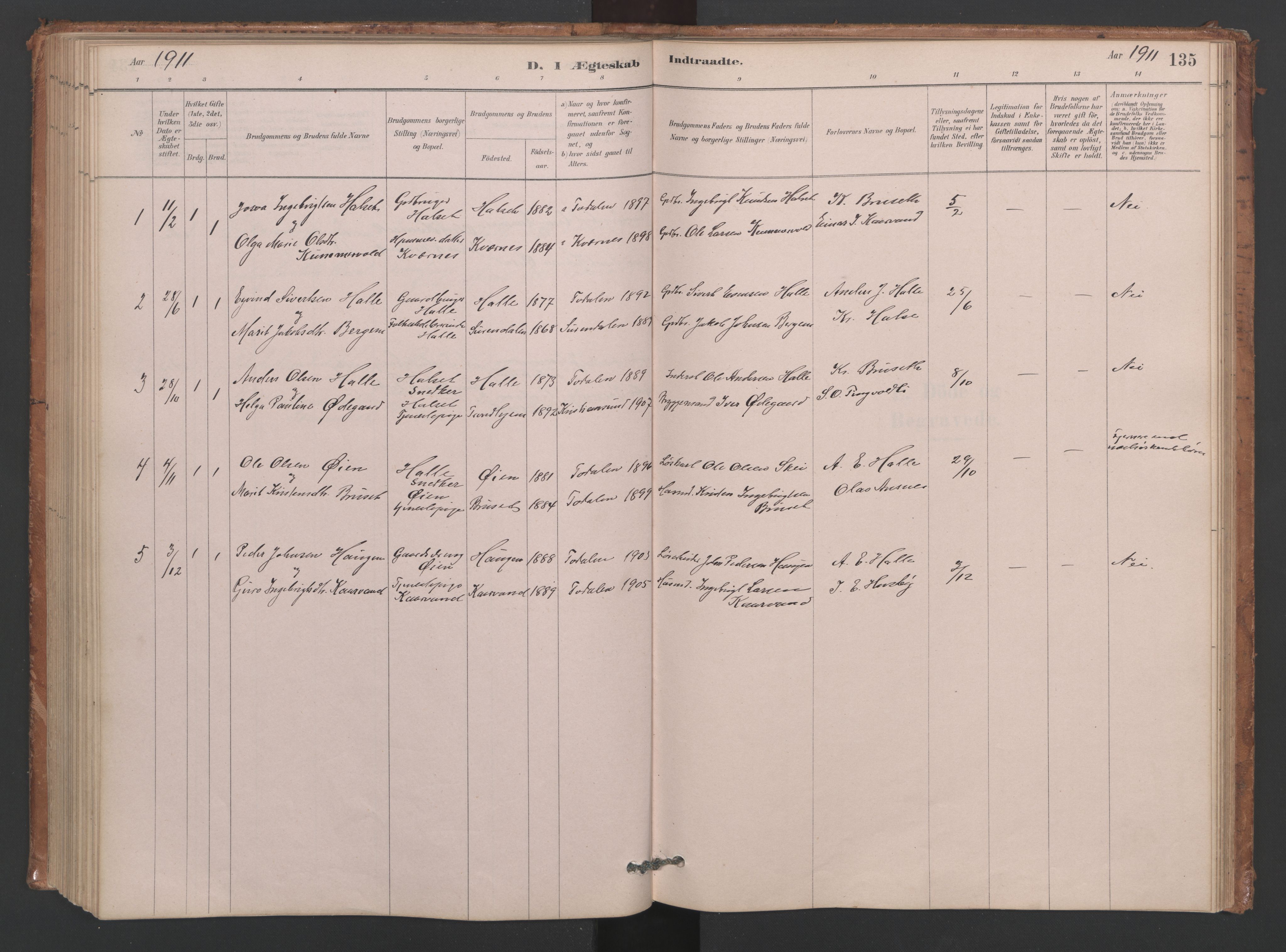 Ministerialprotokoller, klokkerbøker og fødselsregistre - Møre og Romsdal, SAT/A-1454/593/L1034: Ministerialbok nr. 593A01, 1879-1911, s. 135