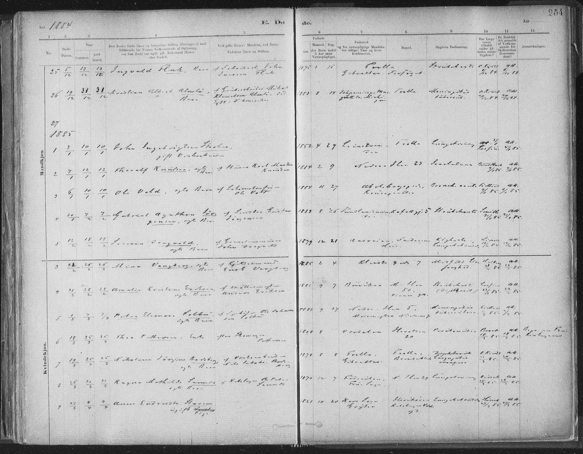 Ministerialprotokoller, klokkerbøker og fødselsregistre - Sør-Trøndelag, SAT/A-1456/603/L0162: Ministerialbok nr. 603A01, 1879-1895, s. 254