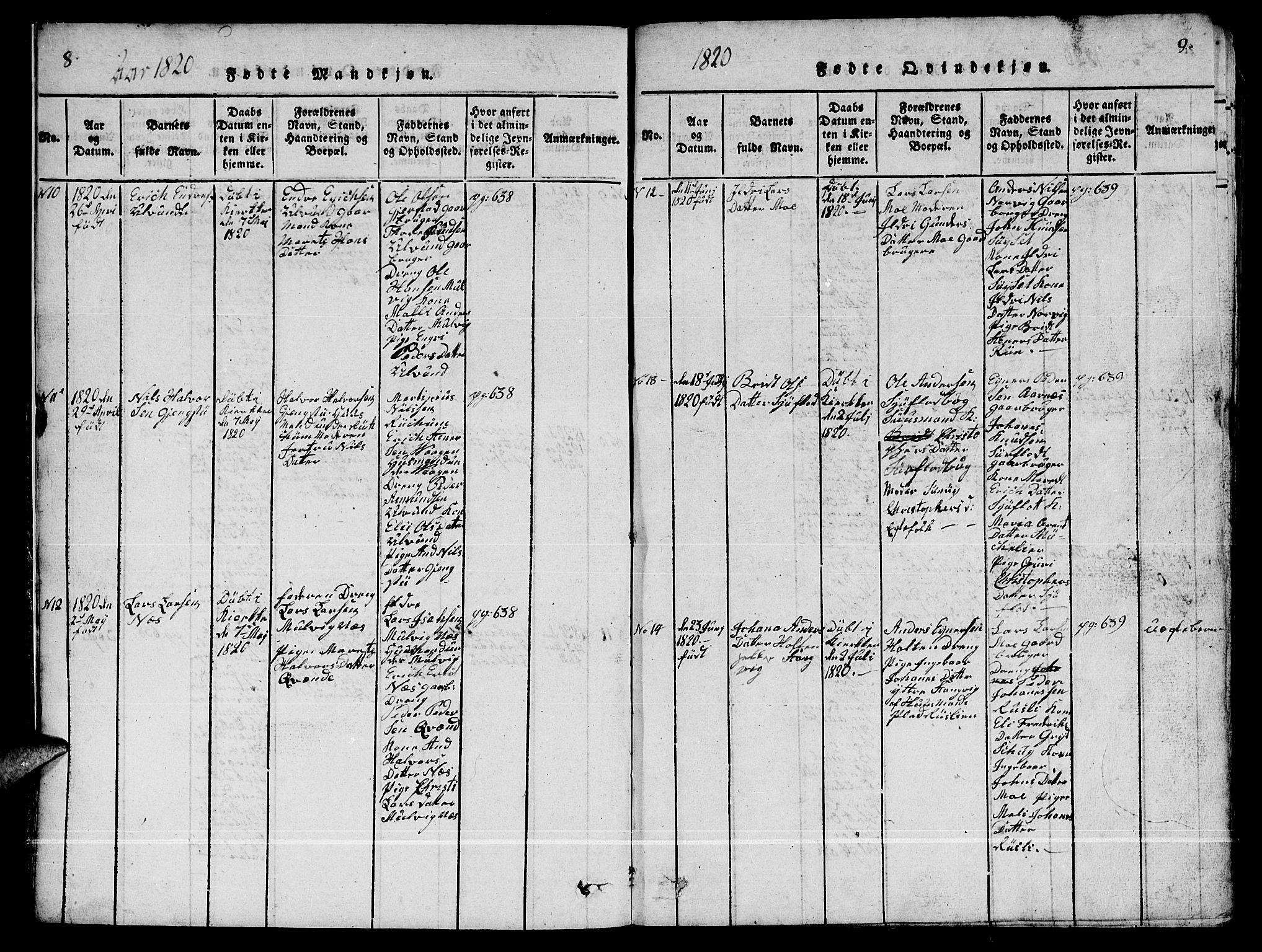 Ministerialprotokoller, klokkerbøker og fødselsregistre - Møre og Romsdal, AV/SAT-A-1454/592/L1031: Klokkerbok nr. 592C01, 1820-1833, s. 8-9