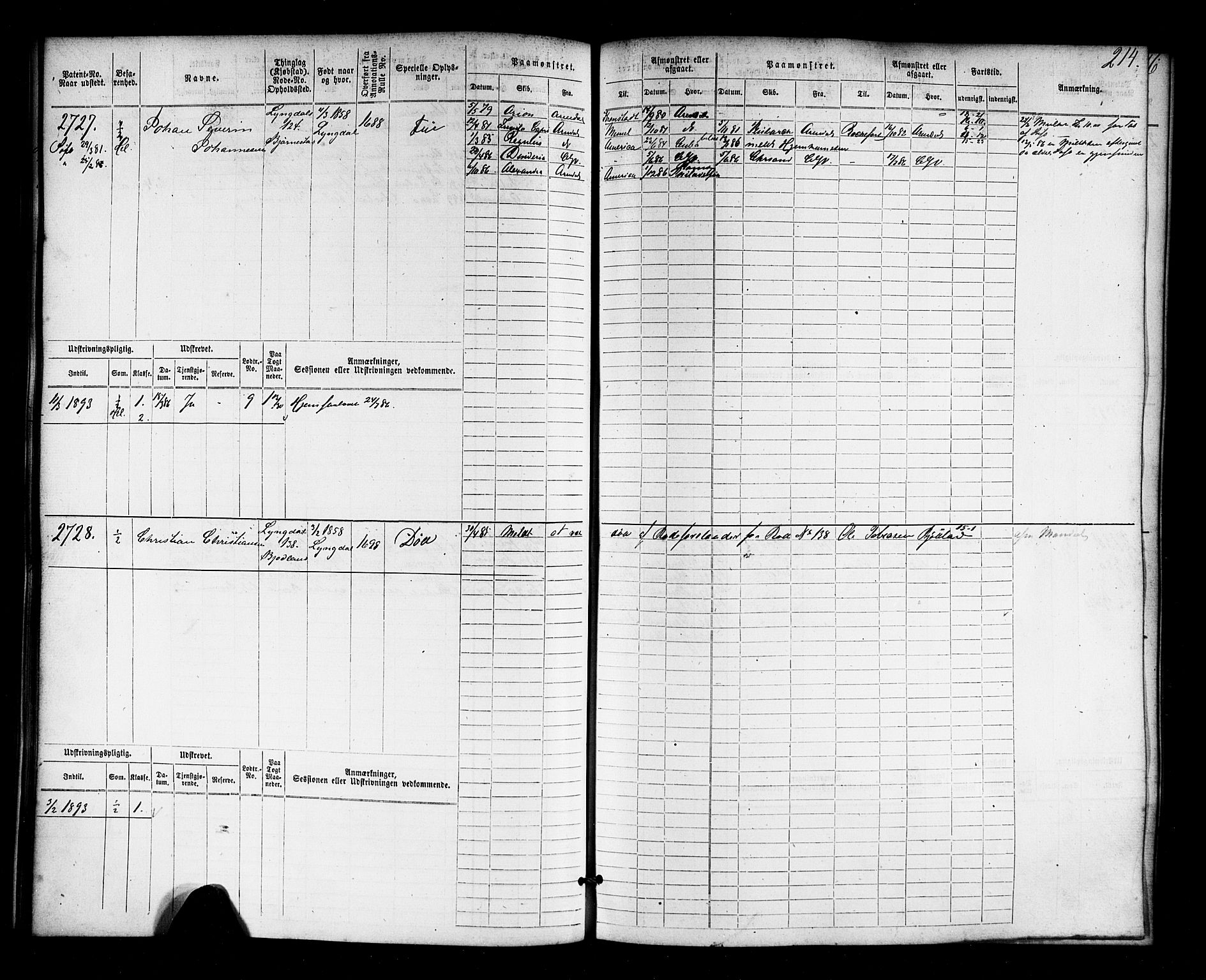 Farsund mønstringskrets, AV/SAK-2031-0017/F/Fb/L0018: Hovedrulle nr 2301-3066, Z-10, 1875-1914, s. 219