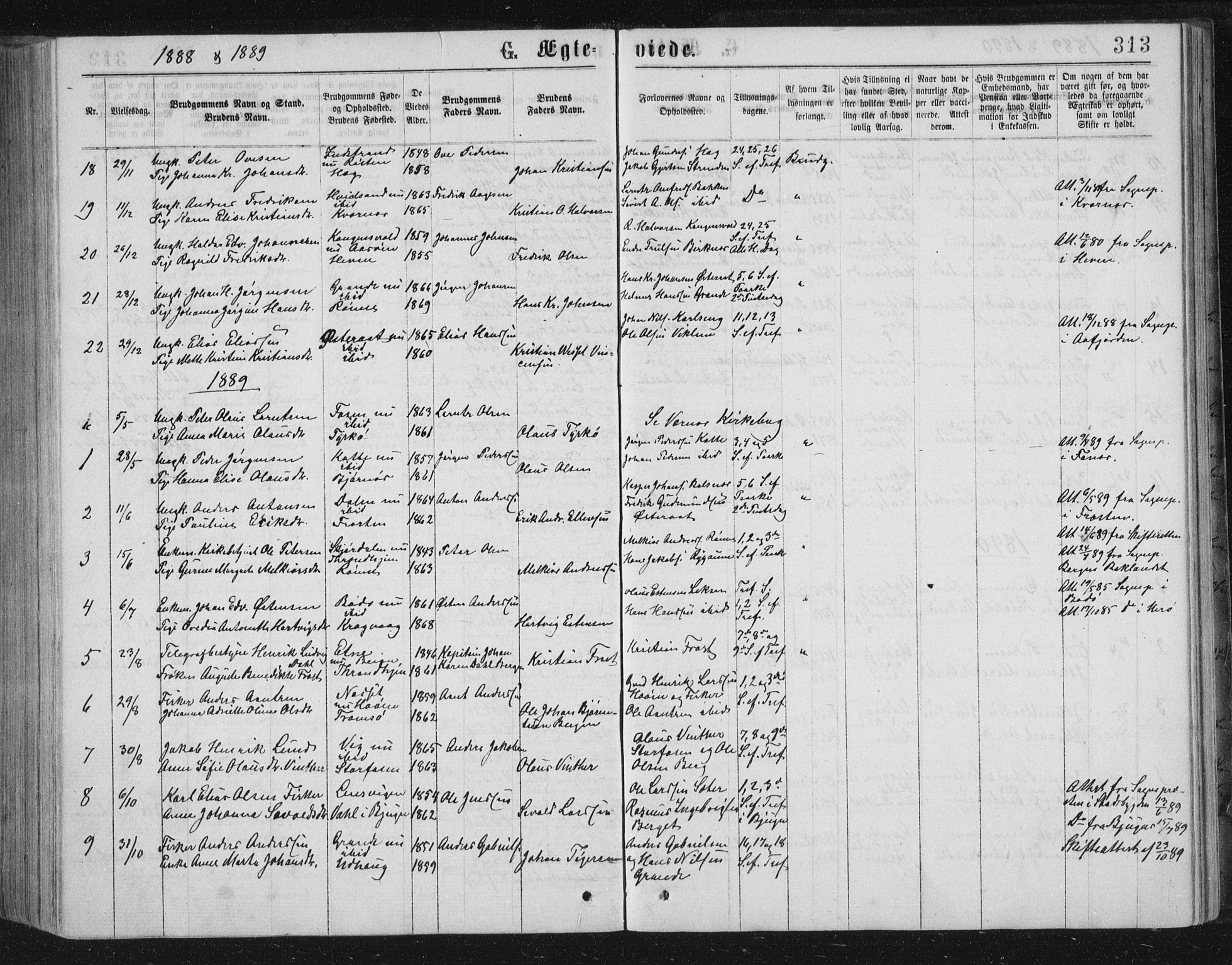 Ministerialprotokoller, klokkerbøker og fødselsregistre - Sør-Trøndelag, AV/SAT-A-1456/659/L0745: Klokkerbok nr. 659C02, 1869-1892, s. 313