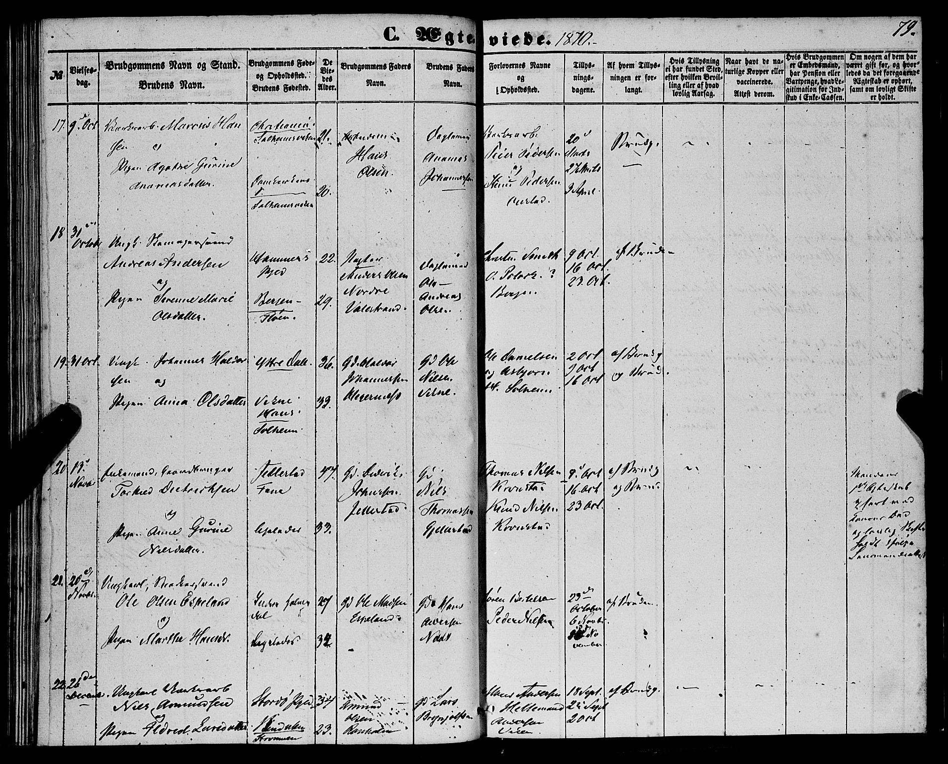 St. Jørgens hospital og Årstad sokneprestembete, AV/SAB-A-99934: Ministerialbok nr. A 9, 1853-1878, s. 79