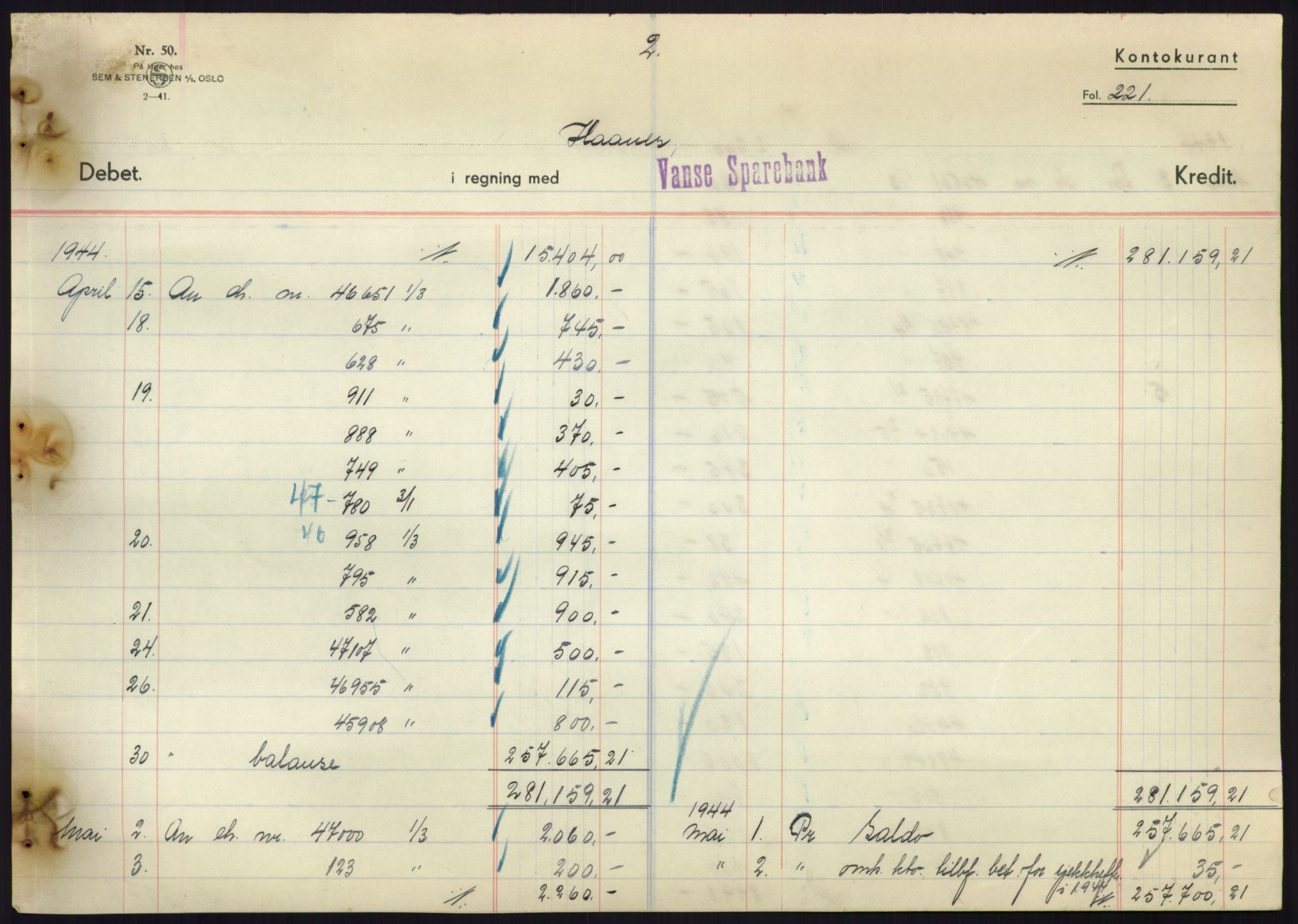 Forsvarsdepartementet, 10. kontor / Oppgjørskontoret, AV/RA-RAFA-1225/D/Db/L0180: Lista oppgjørskontor, 1942-1952, s. 2235
