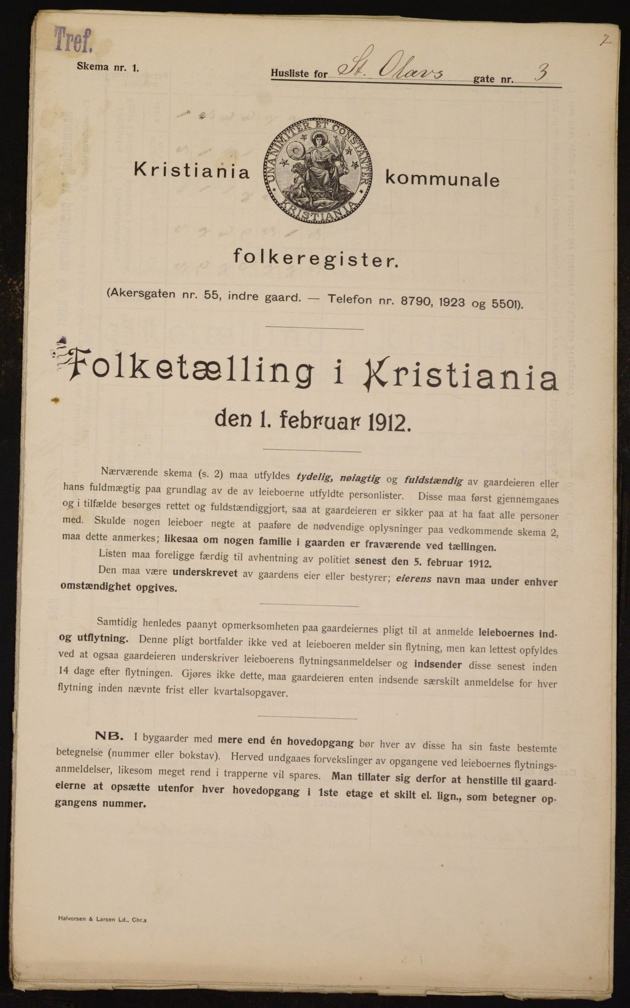 OBA, Kommunal folketelling 1.2.1912 for Kristiania, 1912, s. 88207