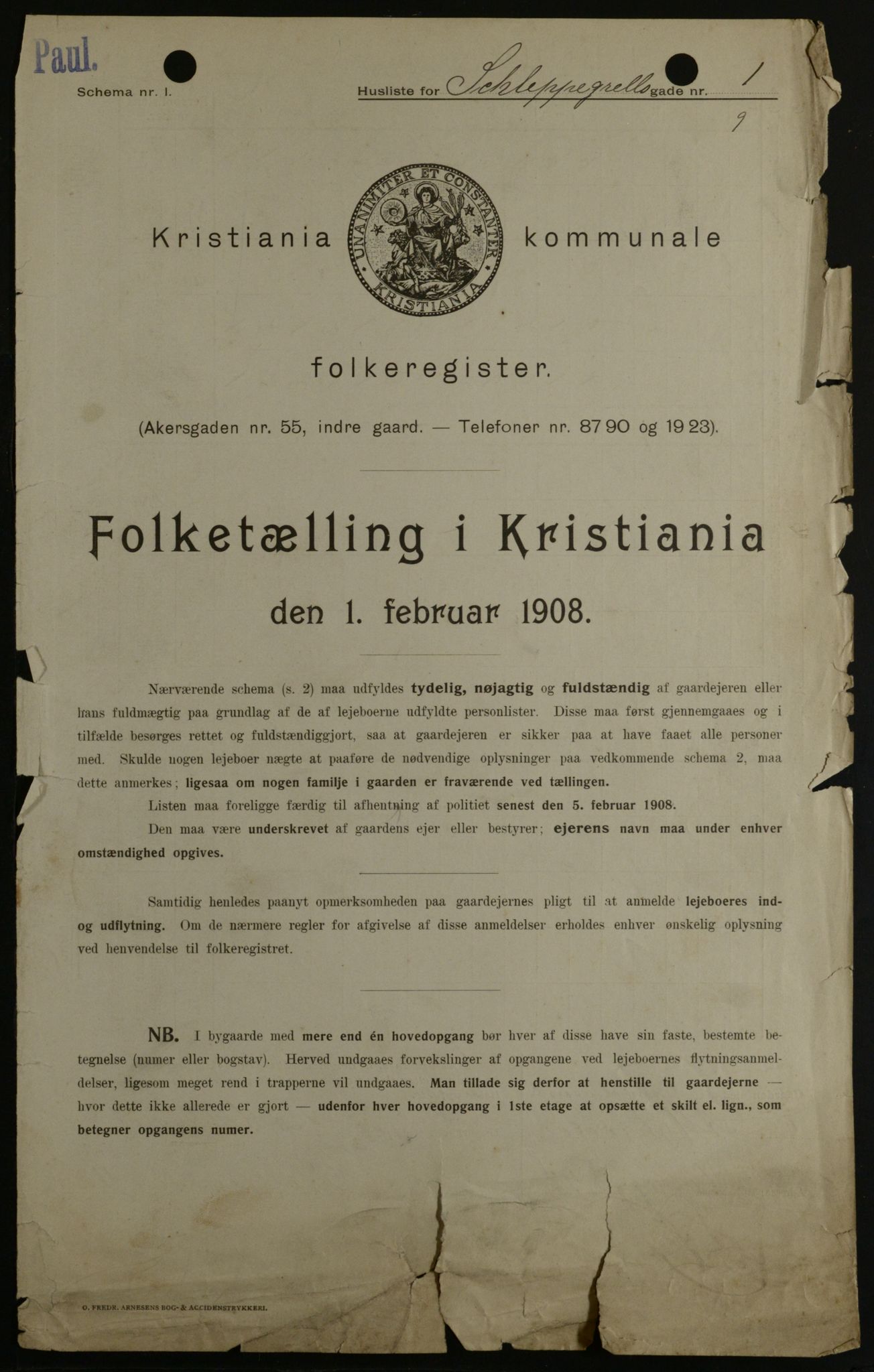 OBA, Kommunal folketelling 1.2.1908 for Kristiania kjøpstad, 1908, s. 80740