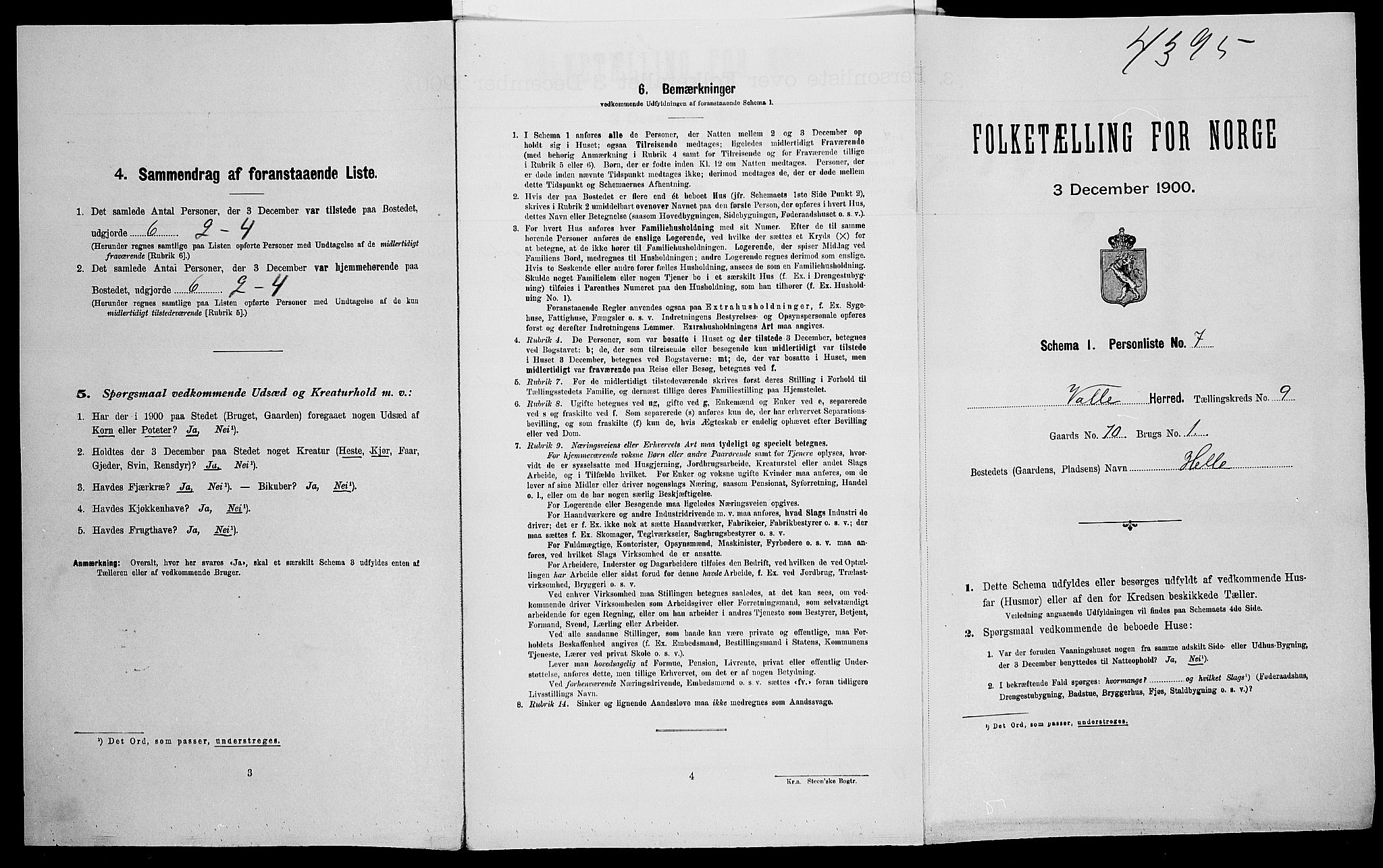 SAK, Folketelling 1900 for 0940 Valle herred, 1900, s. 782