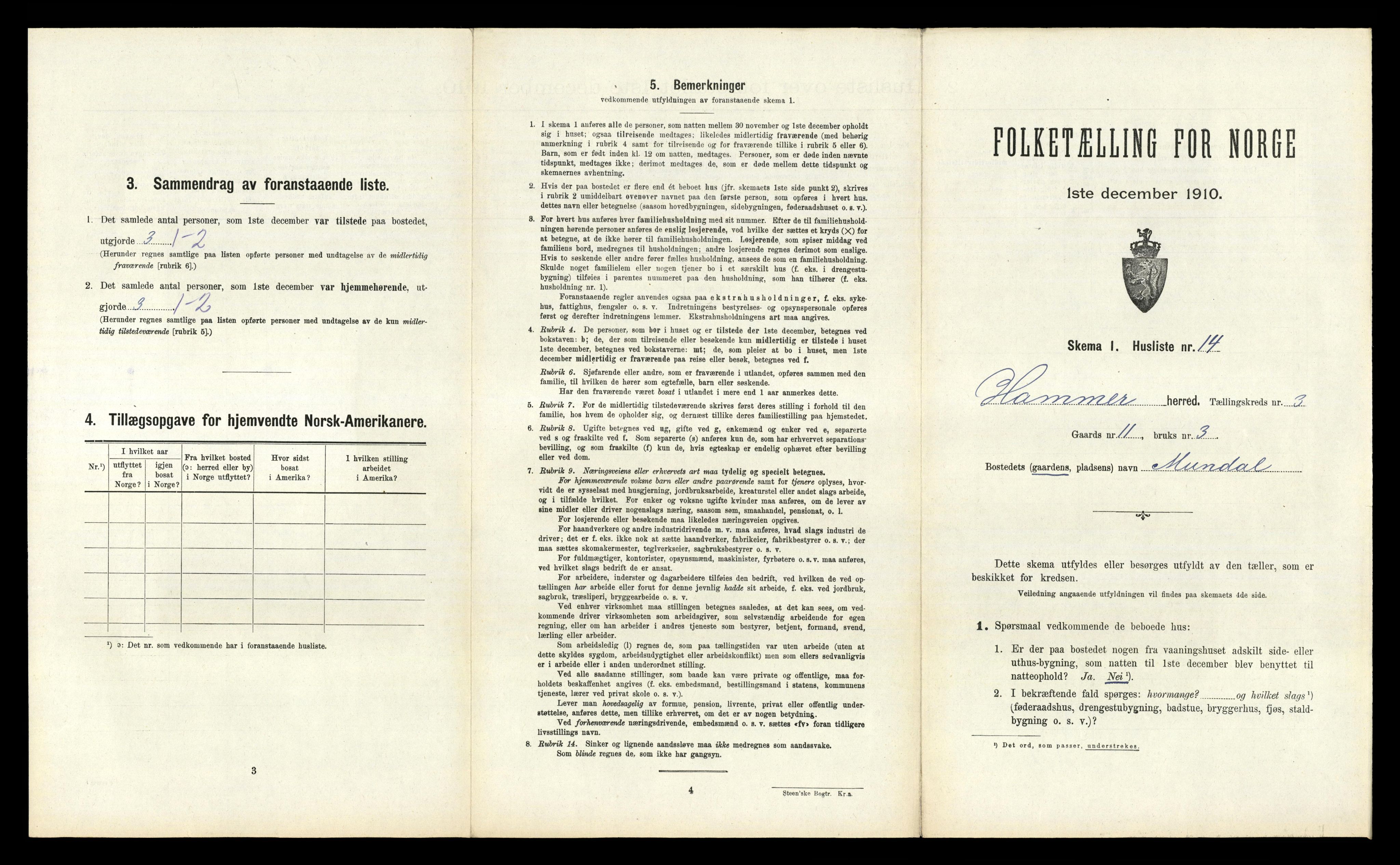 RA, Folketelling 1910 for 1254 Hamre herred, 1910, s. 174