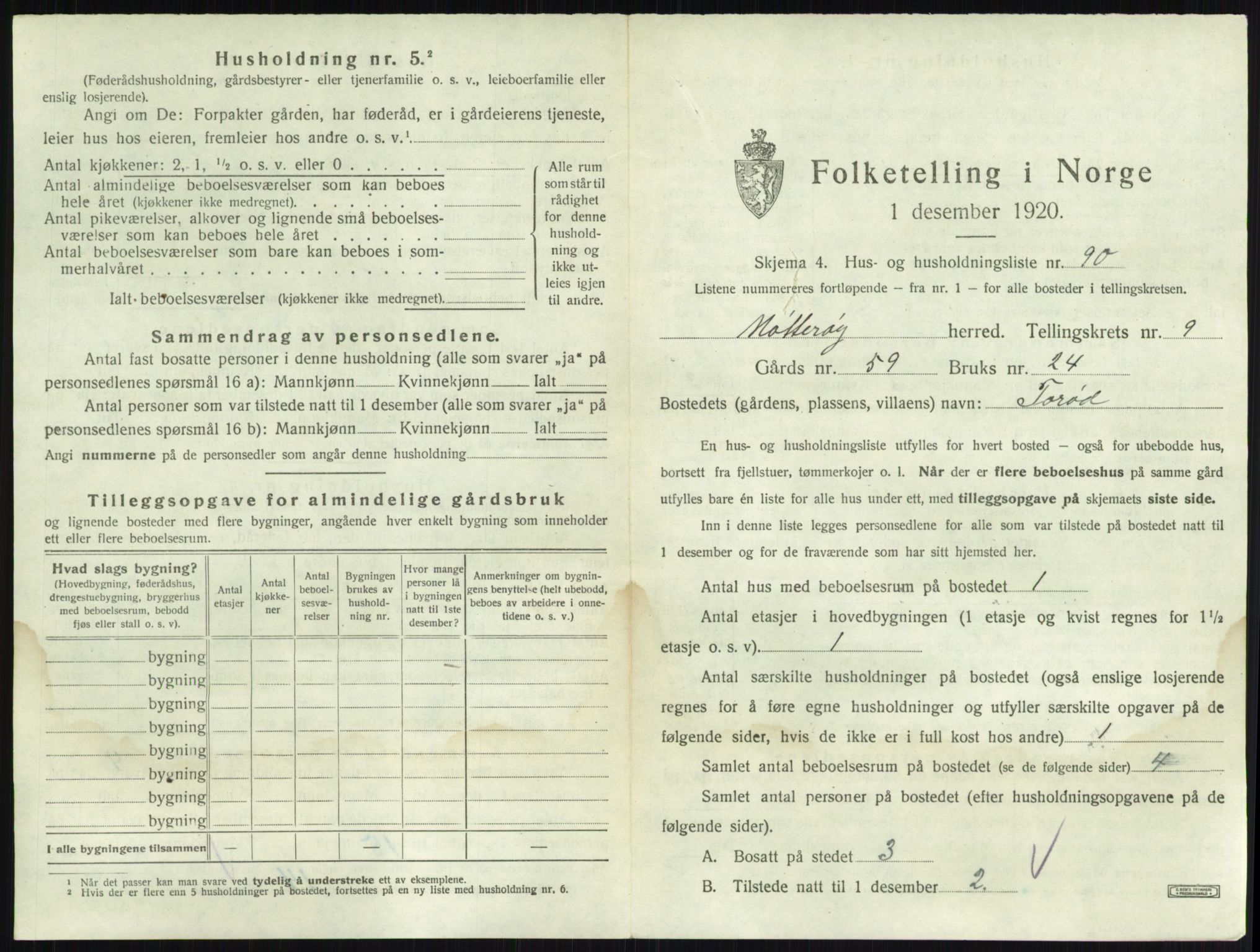 SAKO, Folketelling 1920 for 0722 Nøtterøy herred, 1920, s. 1916
