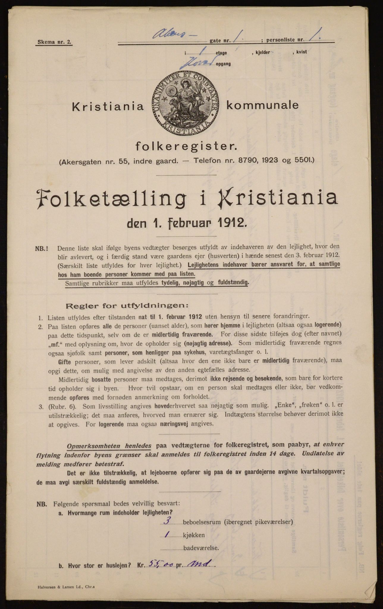 OBA, Kommunal folketelling 1.2.1912 for Kristiania, 1912, s. 306