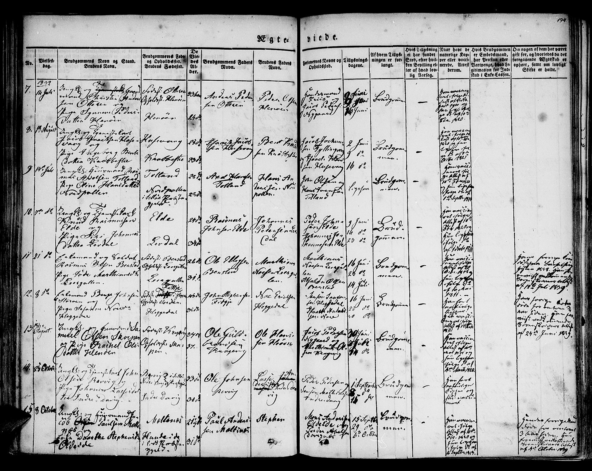 Davik sokneprestembete, AV/SAB-A-79701/H/Haa/Haaa/L0004: Ministerialbok nr. A 4, 1830-1849, s. 194