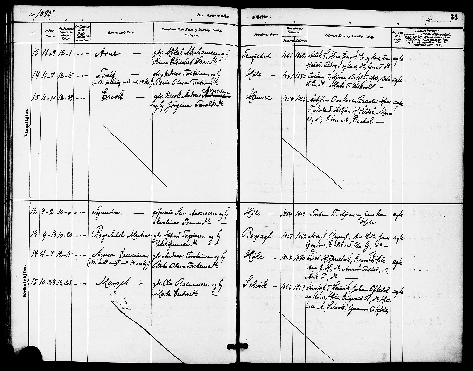 Høgsfjord sokneprestkontor, AV/SAST-A-101624/H/Ha/Haa/L0005: Ministerialbok nr. A 5, 1885-1897, s. 34