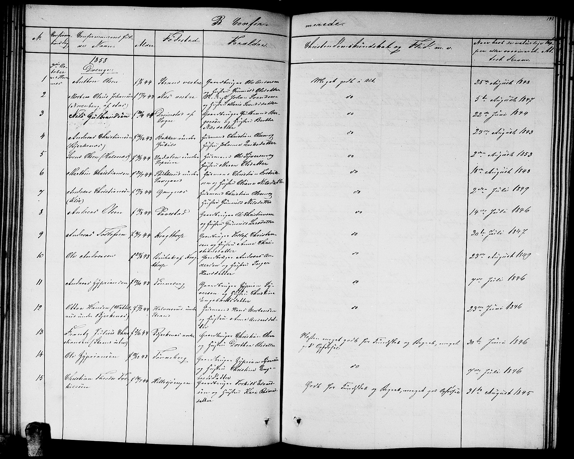 Høland prestekontor Kirkebøker, SAO/A-10346a/G/Ga/L0004: Klokkerbok nr. I 4, 1854-1862, s. 190