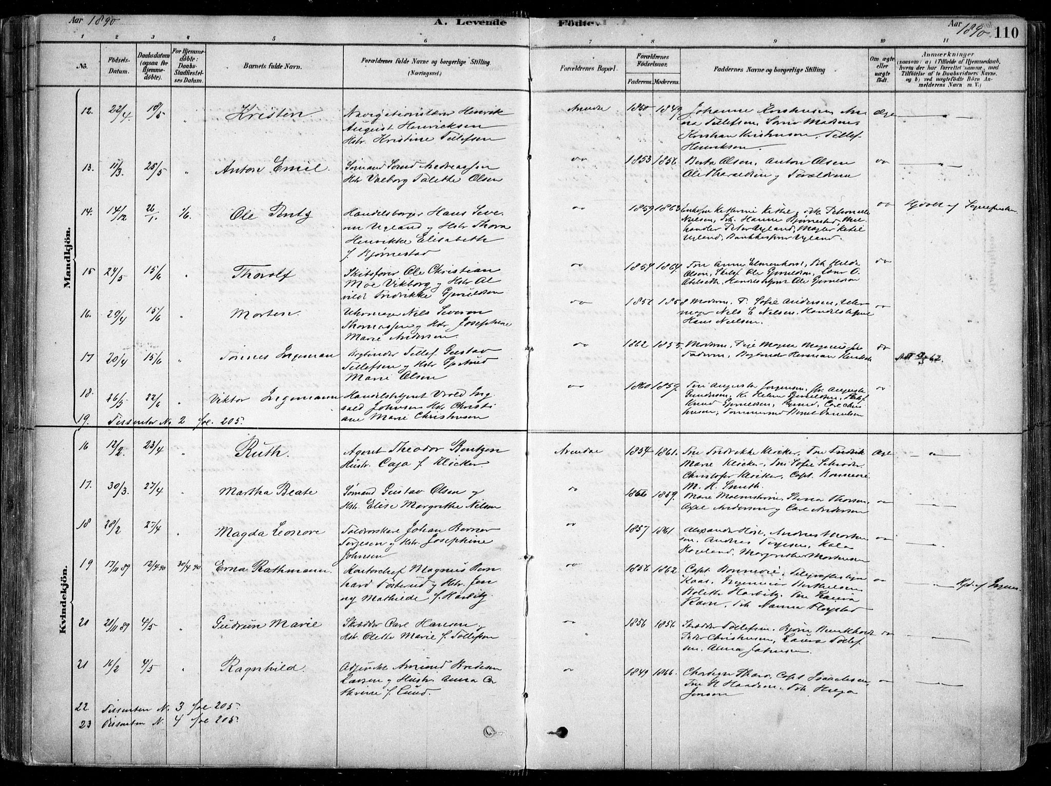 Arendal sokneprestkontor, Trefoldighet, AV/SAK-1111-0040/F/Fa/L0008: Ministerialbok nr. A 8, 1878-1899, s. 110