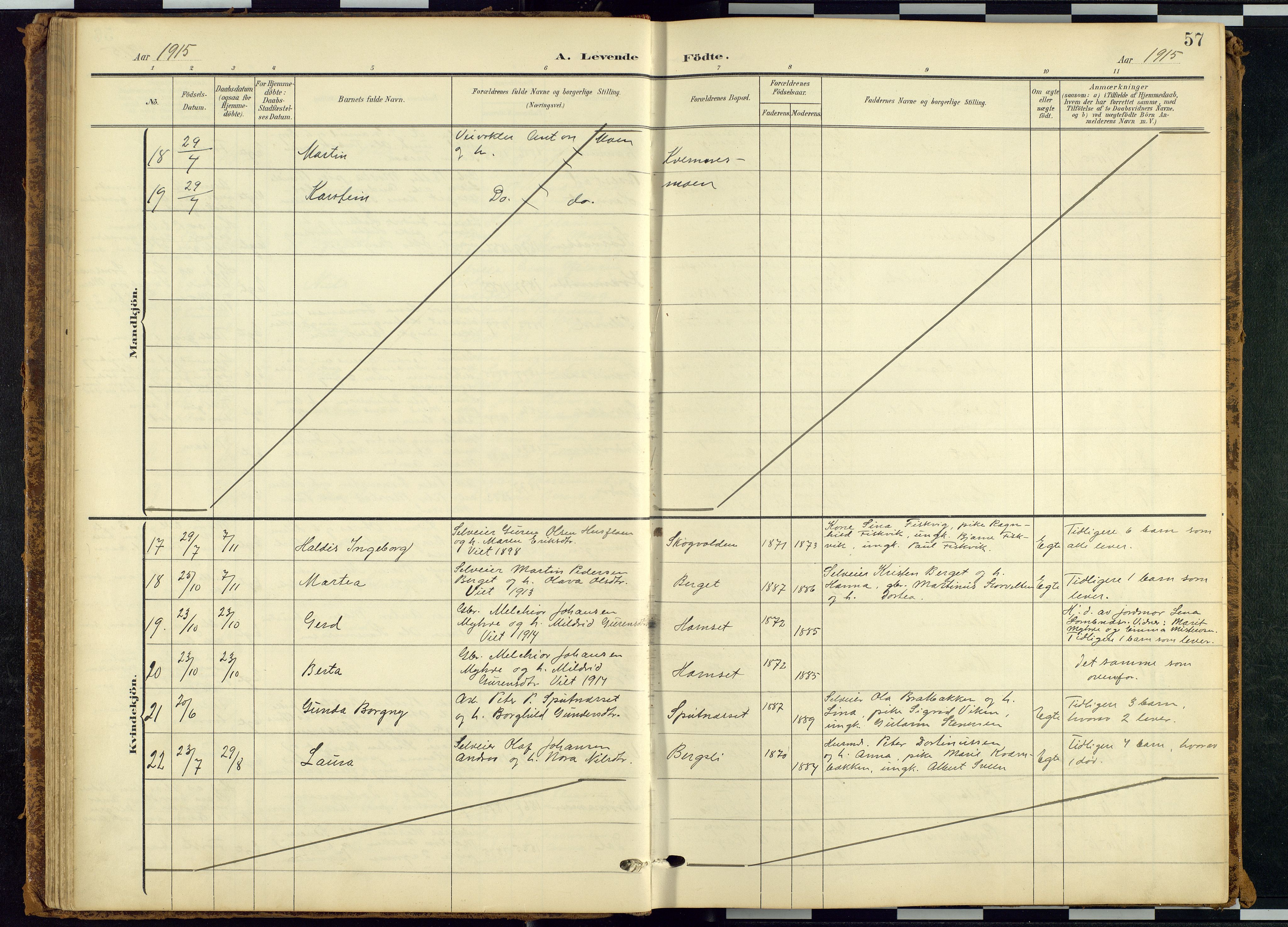 Rendalen prestekontor, AV/SAH-PREST-054/H/Ha/Hab/L0010: Klokkerbok nr. 10, 1903-1940, s. 57