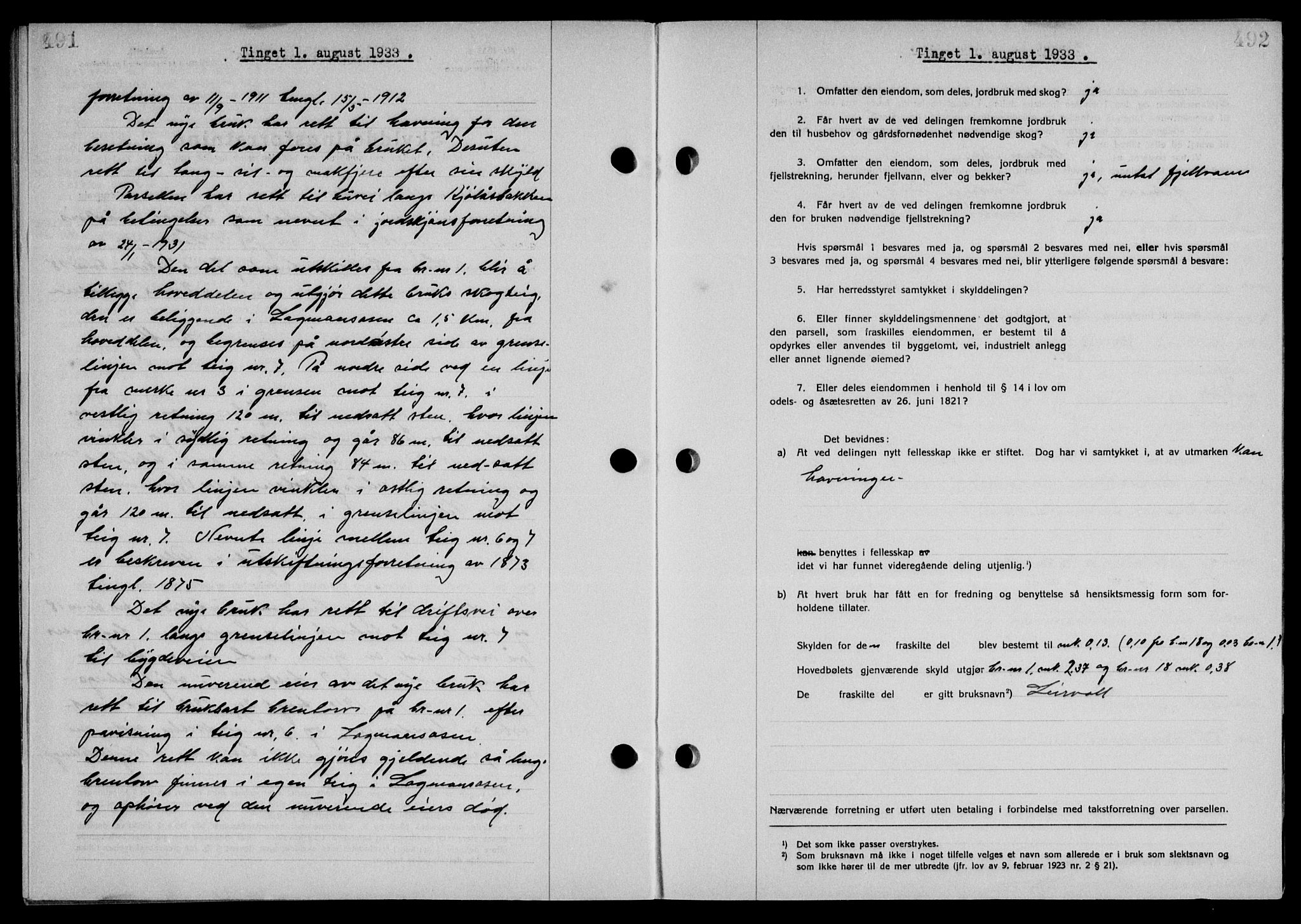 Steigen og Ofoten sorenskriveri, SAT/A-0030/1/2/2C/L0023/0002: Pantebok nr. 26-II og 27, 1933-1934, Tingl.dato: 01.08.1933