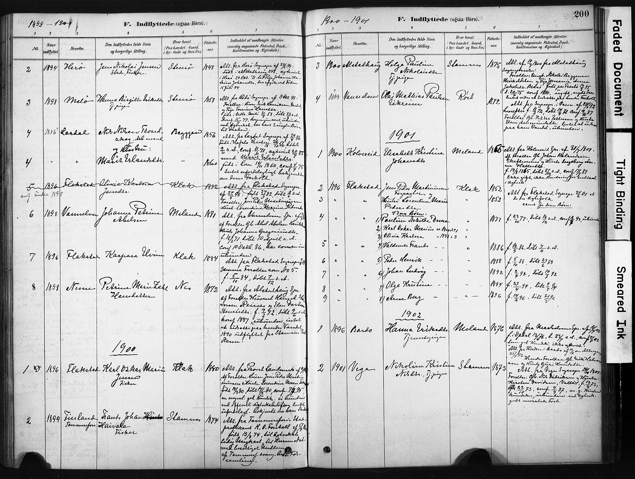 Ministerialprotokoller, klokkerbøker og fødselsregistre - Nordland, AV/SAT-A-1459/808/L0128: Ministerialbok nr. 808A01, 1880-1902, s. 200