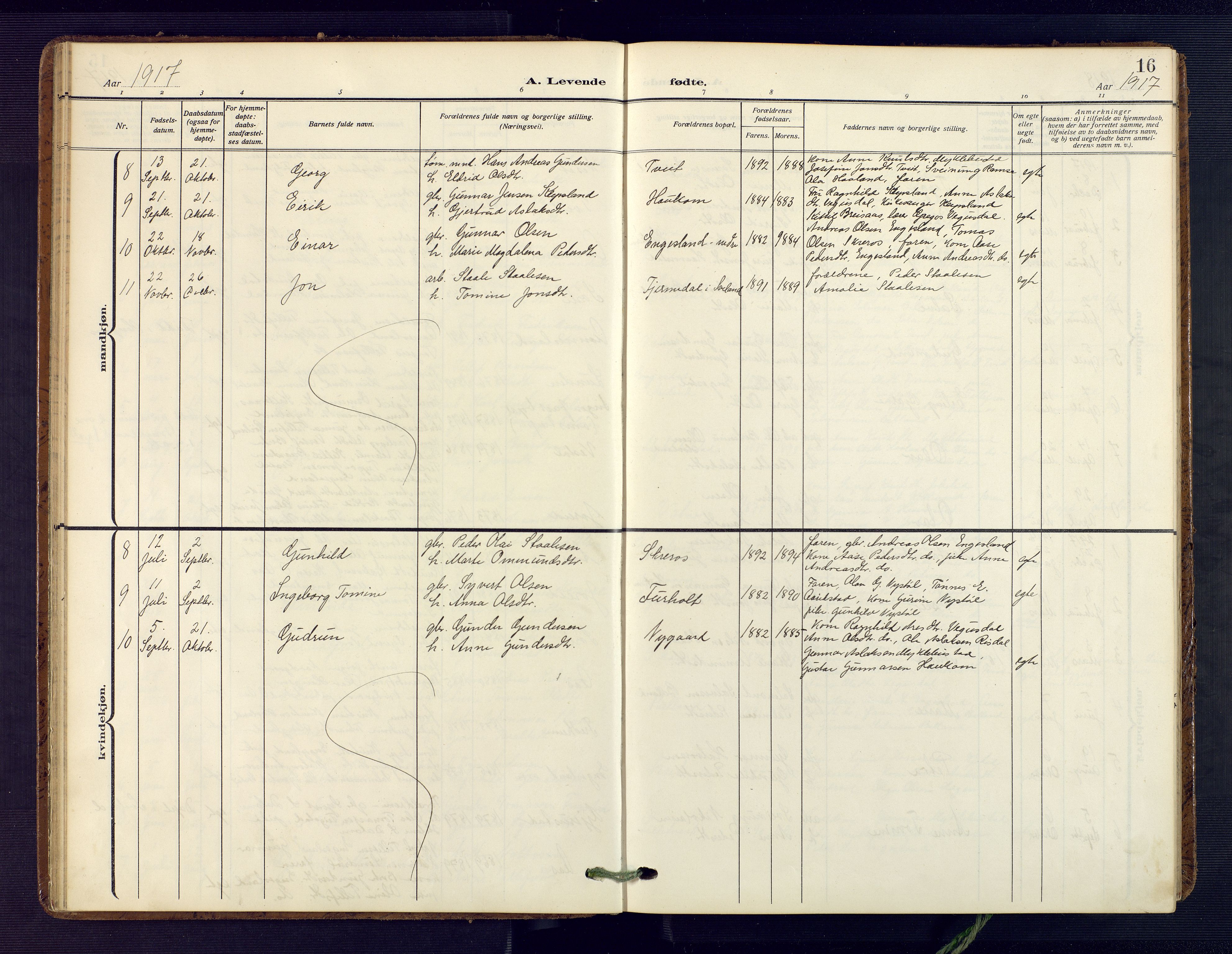 Herefoss sokneprestkontor, AV/SAK-1111-0019/F/Fa/Fab/L0005: Ministerialbok nr. A 5, 1910-1932, s. 16