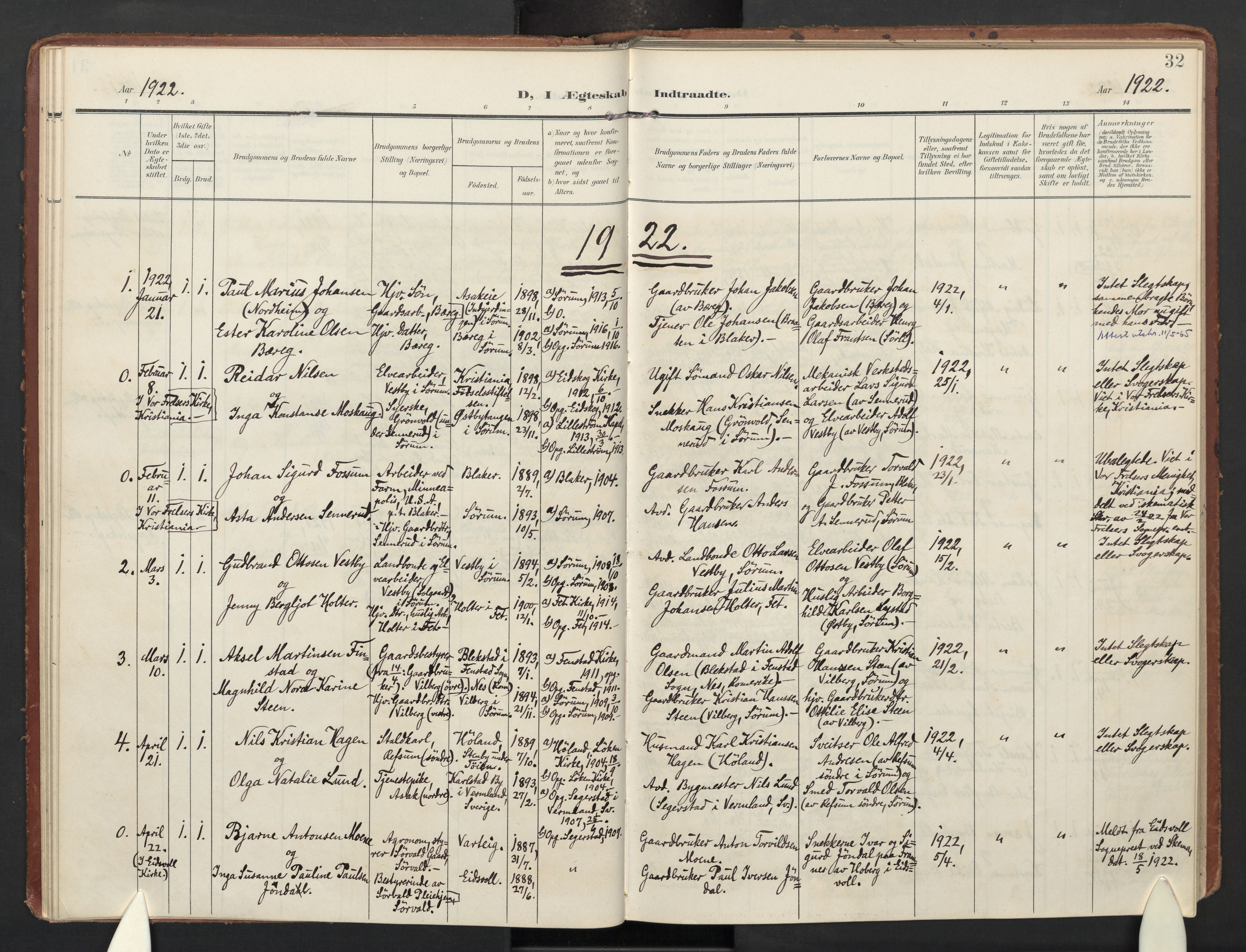 Sørum prestekontor Kirkebøker, AV/SAO-A-10303/F/Fa/L0009: Ministerialbok nr. I 9, 1905-1931, s. 32