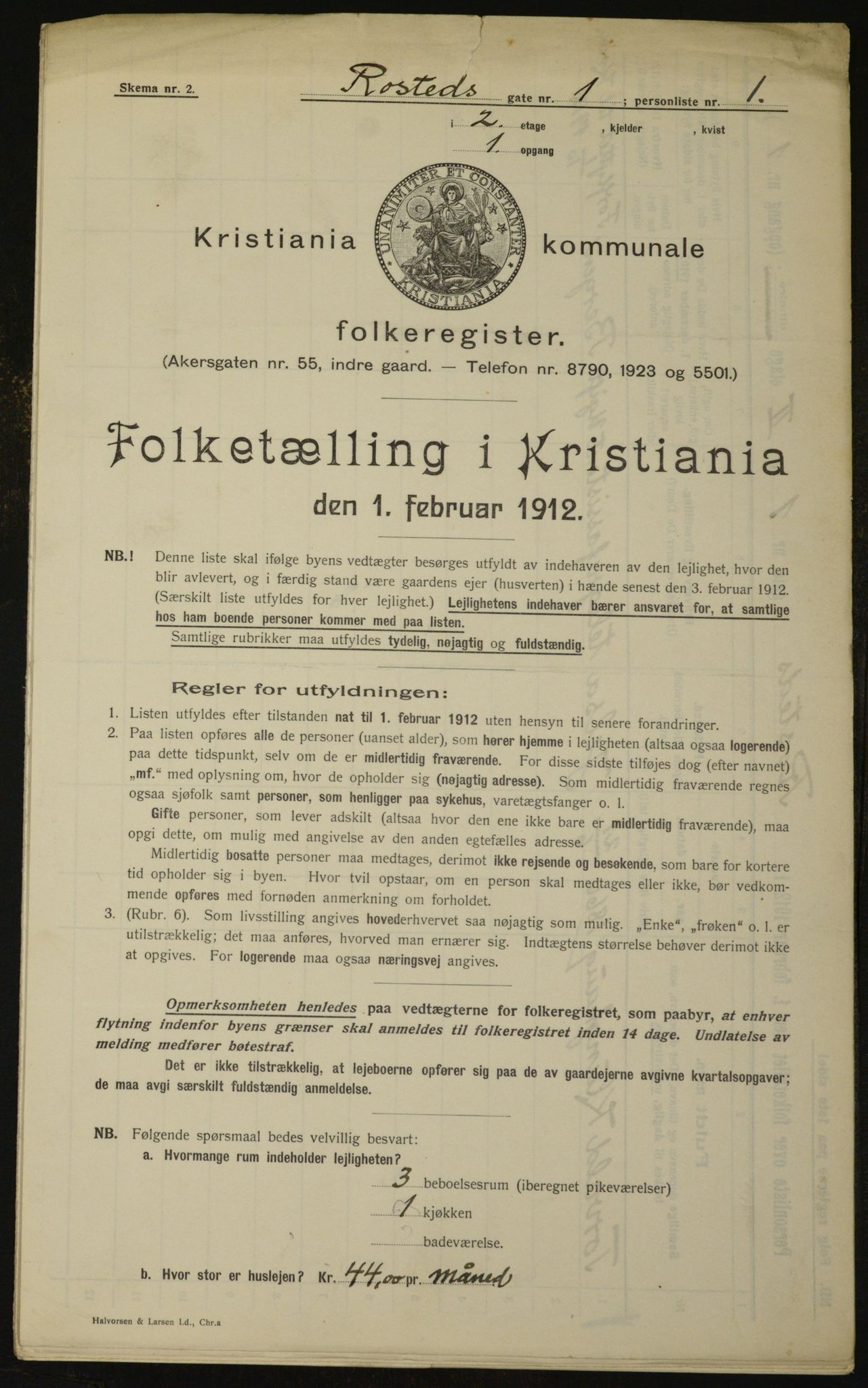 OBA, Kommunal folketelling 1.2.1912 for Kristiania, 1912, s. 84254