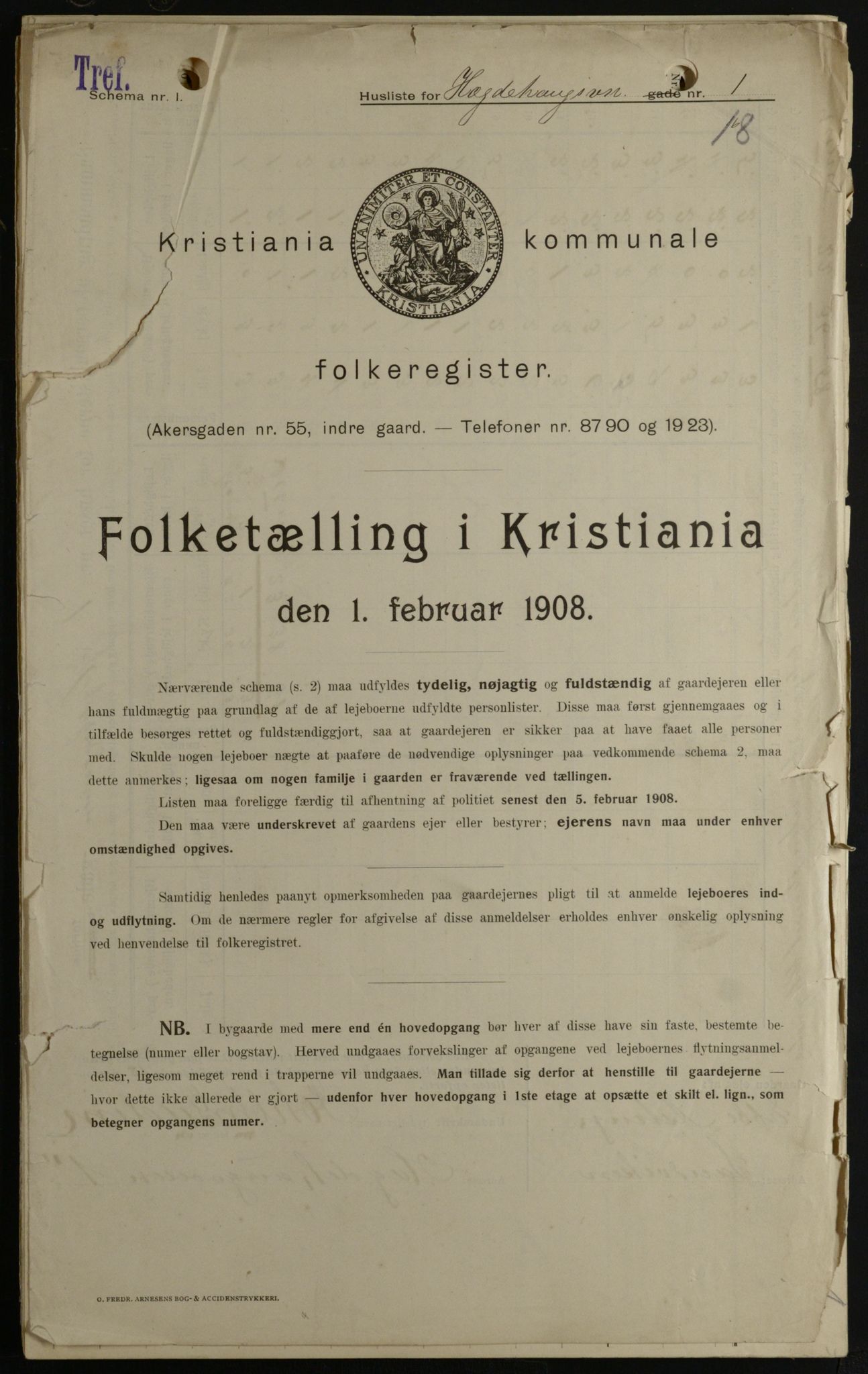 OBA, Kommunal folketelling 1.2.1908 for Kristiania kjøpstad, 1908, s. 32354