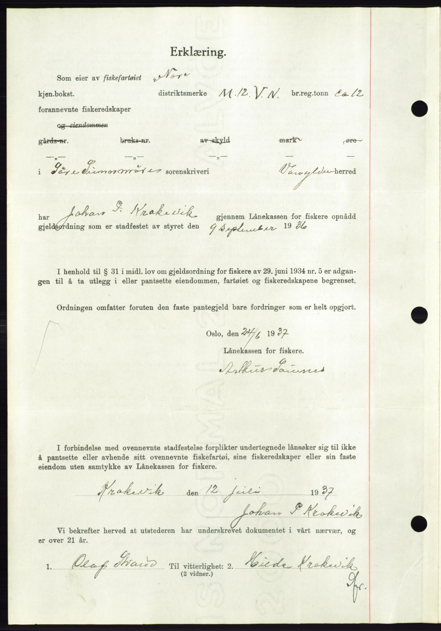 Søre Sunnmøre sorenskriveri, AV/SAT-A-4122/1/2/2C/L0063: Pantebok nr. 57, 1937-1937, Dagboknr: 1139/1937