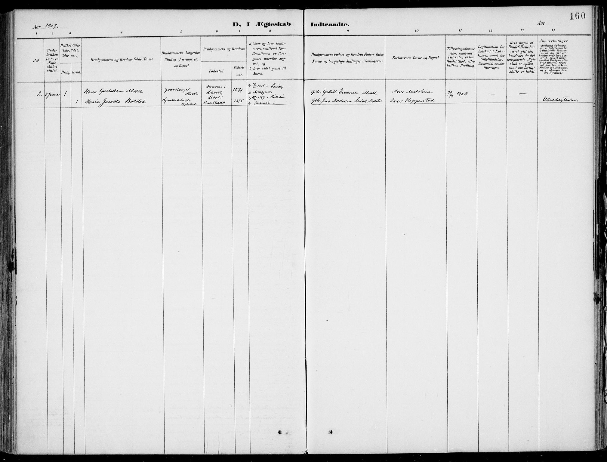 Vik sokneprestembete, SAB/A-81501: Ministerialbok nr. B  2, 1891-1907, s. 160