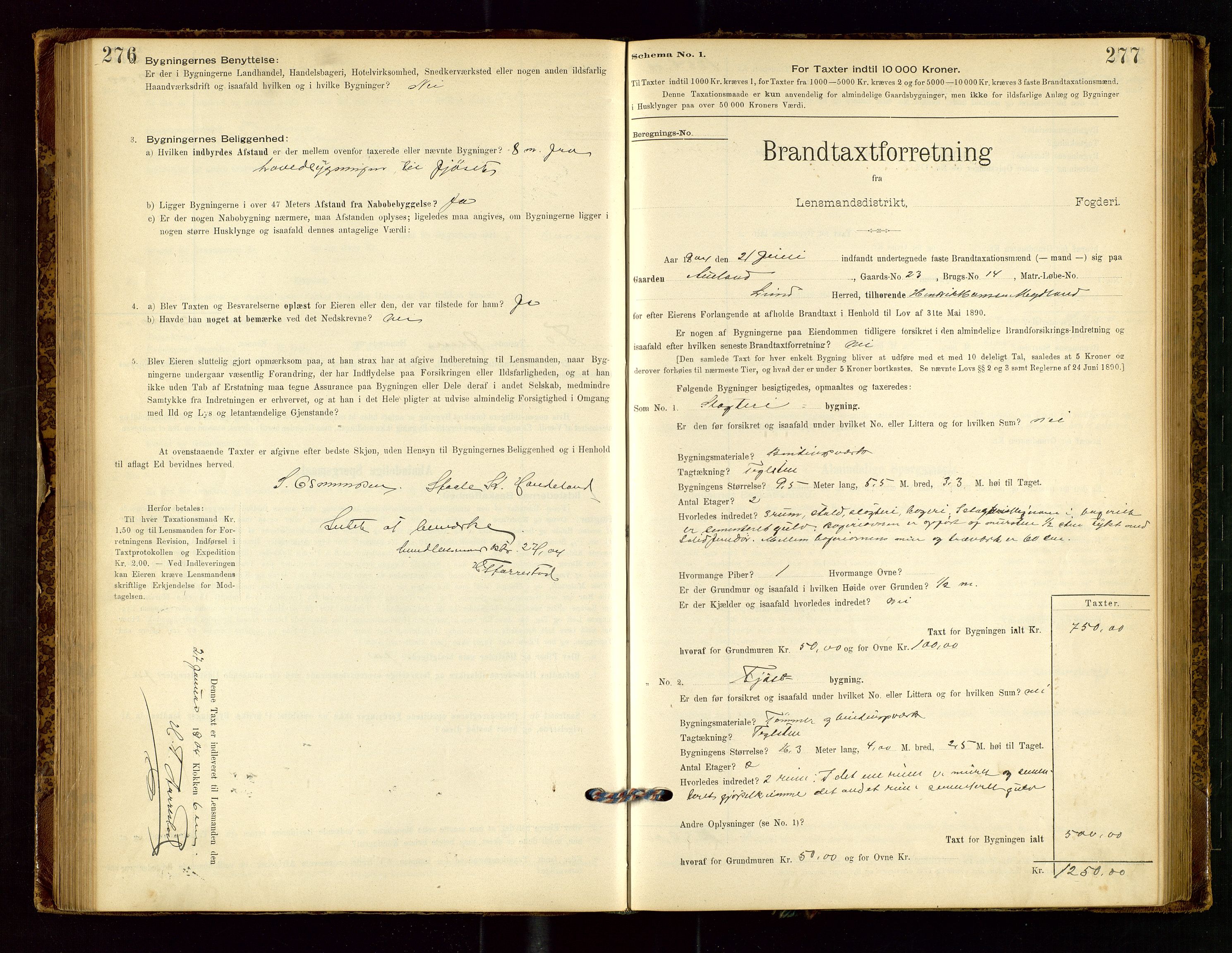 Lund lensmannskontor, SAST/A-100303/Gob/L0001: "Brandtakstprotokol", 1894-1907, s. 276-277