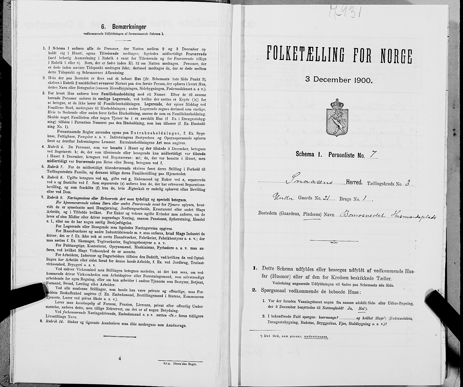 SAT, Folketelling 1900 for 1736 Snåsa herred, 1900, s. 585