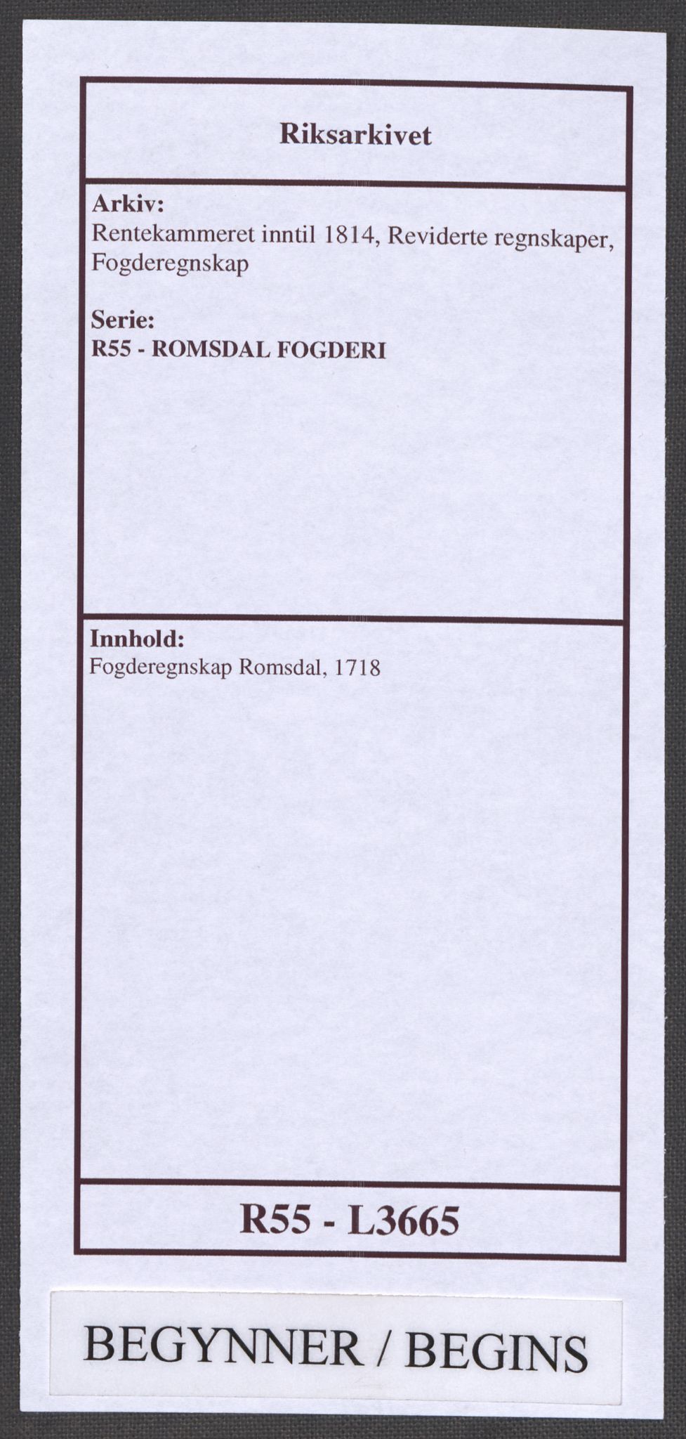 Rentekammeret inntil 1814, Reviderte regnskaper, Fogderegnskap, RA/EA-4092/R55/L3665: Fogderegnskap Romsdal, 1718, s. 1