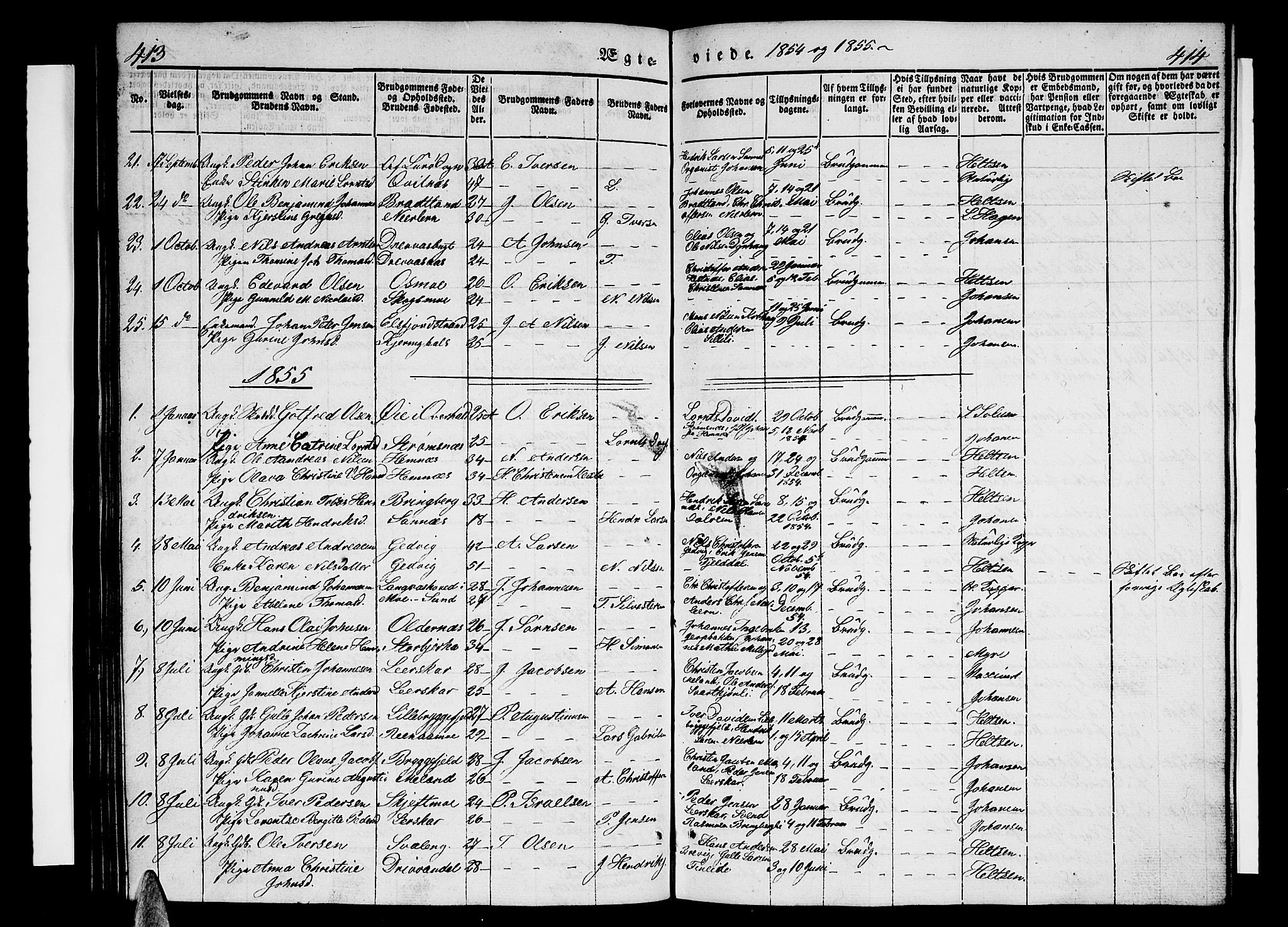 Ministerialprotokoller, klokkerbøker og fødselsregistre - Nordland, AV/SAT-A-1459/825/L0364: Klokkerbok nr. 825C01, 1841-1863, s. 413-414