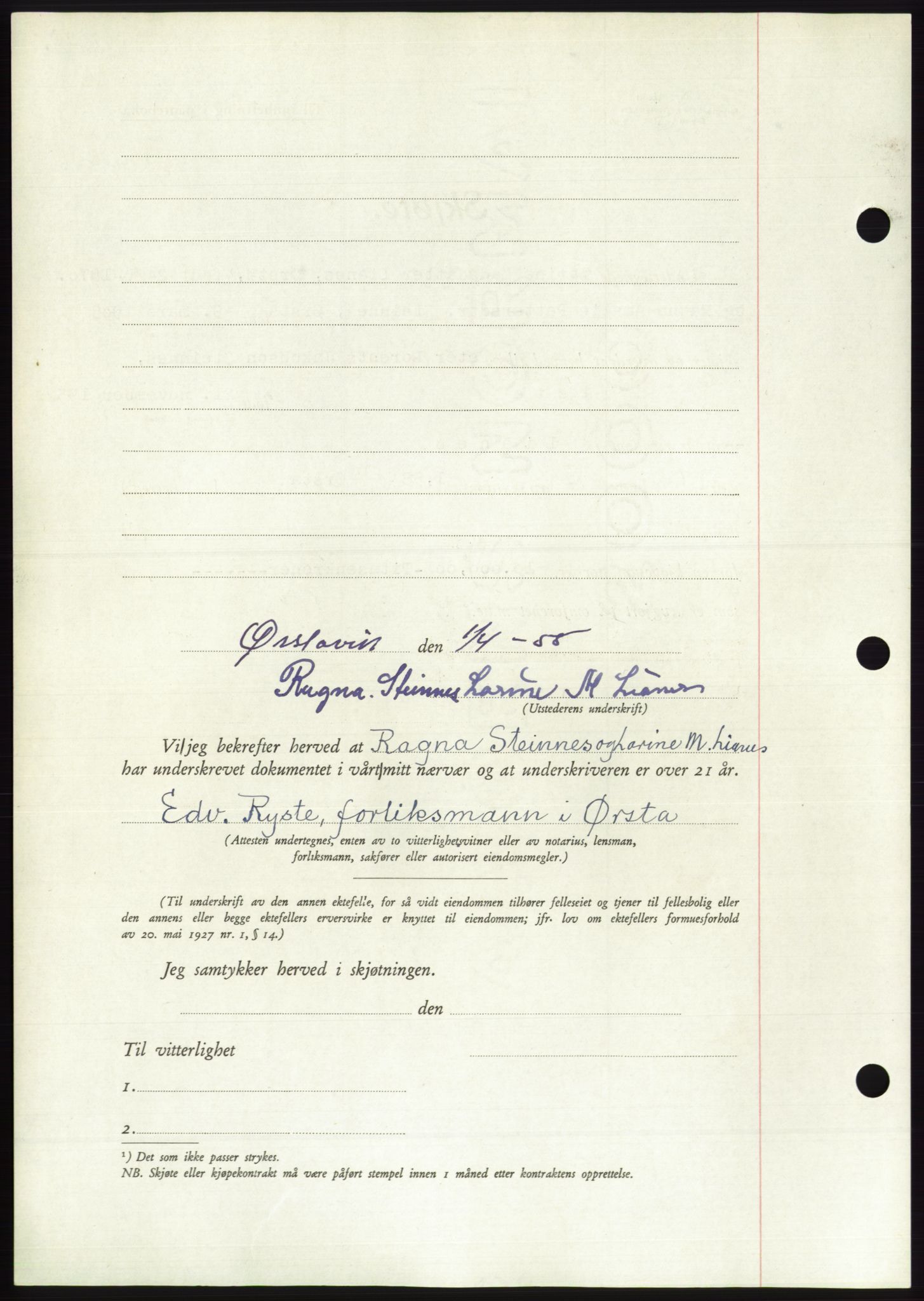 Søre Sunnmøre sorenskriveri, AV/SAT-A-4122/1/2/2C/L0100: Pantebok nr. 26A, 1954-1955, Dagboknr: 730/1955