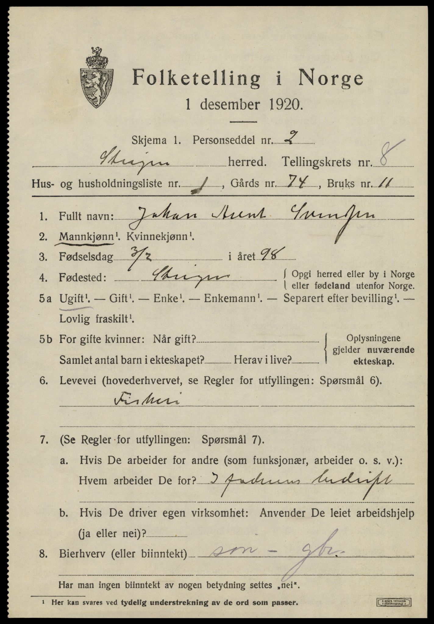 SAT, Folketelling 1920 for 1848 Steigen herred, 1920, s. 3244