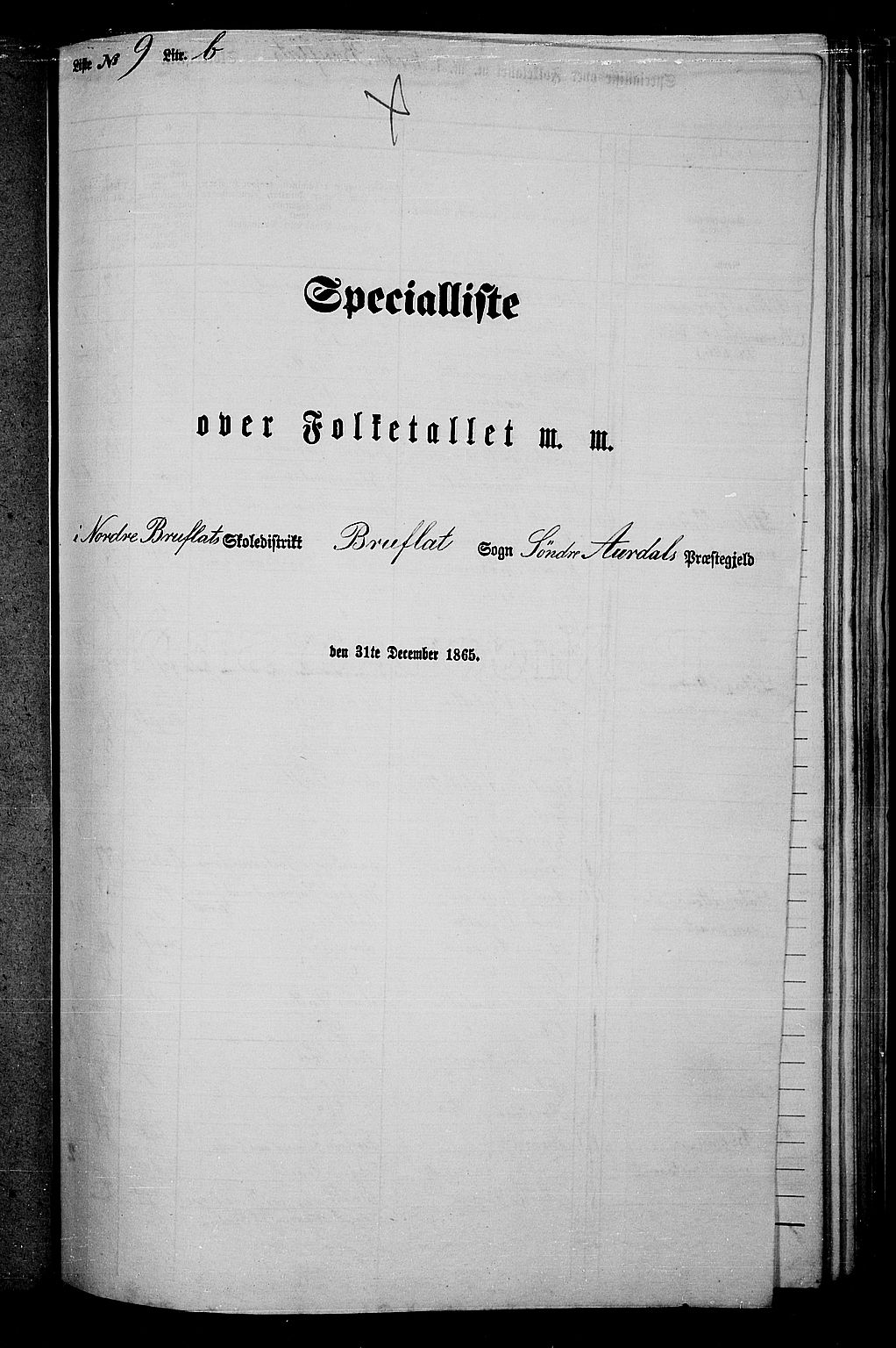 RA, Folketelling 1865 for 0540P Sør-Aurdal prestegjeld, 1865, s. 197