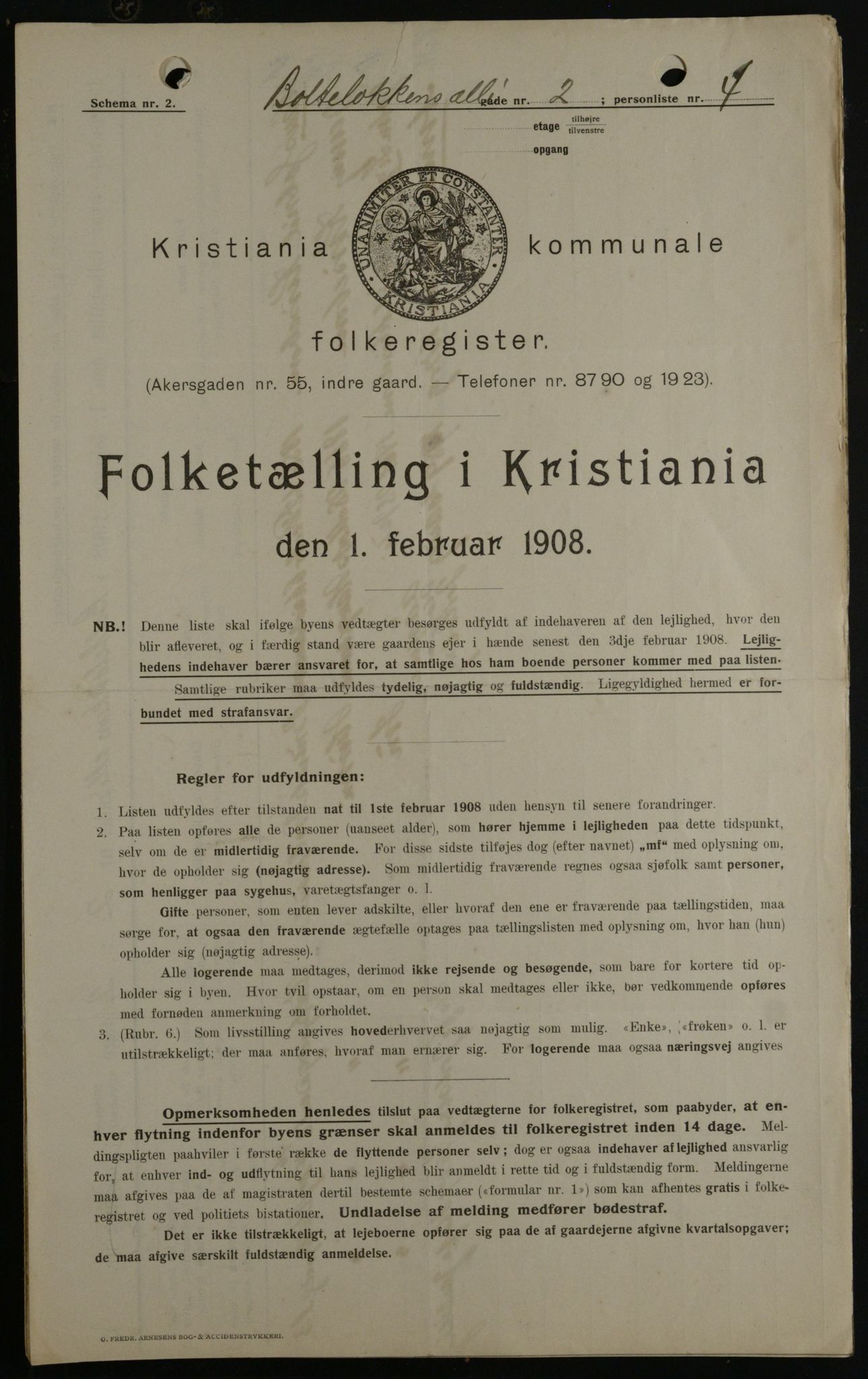 OBA, Kommunal folketelling 1.2.1908 for Kristiania kjøpstad, 1908, s. 7403