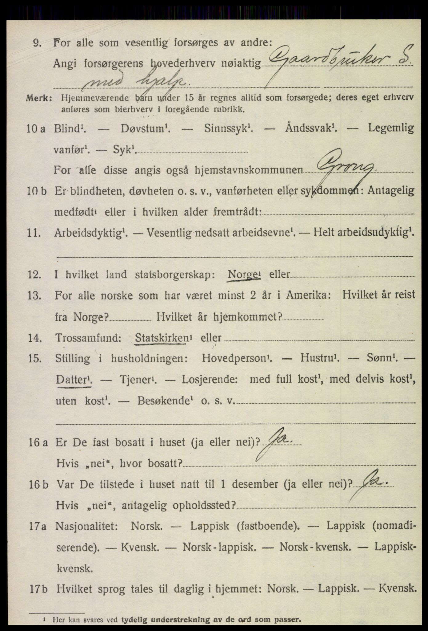 SAT, Folketelling 1920 for 1742 Grong herred, 1920, s. 1260