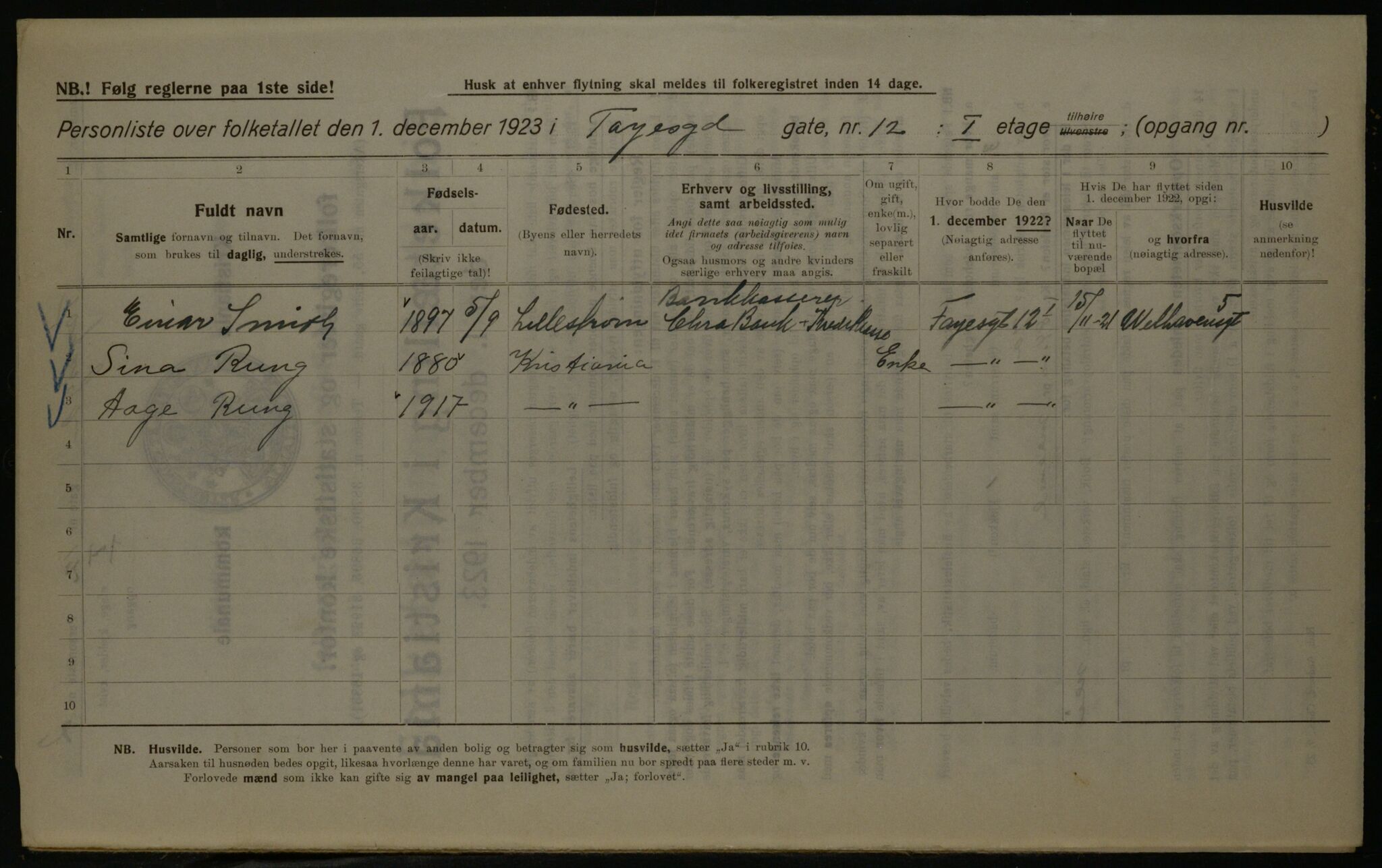 OBA, Kommunal folketelling 1.12.1923 for Kristiania, 1923, s. 26971