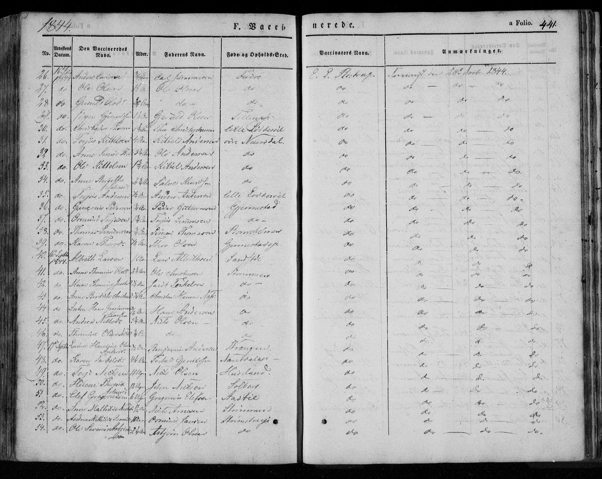 Øyestad sokneprestkontor, AV/SAK-1111-0049/F/Fa/L0014: Ministerialbok nr. A 14, 1843-1856, s. 441