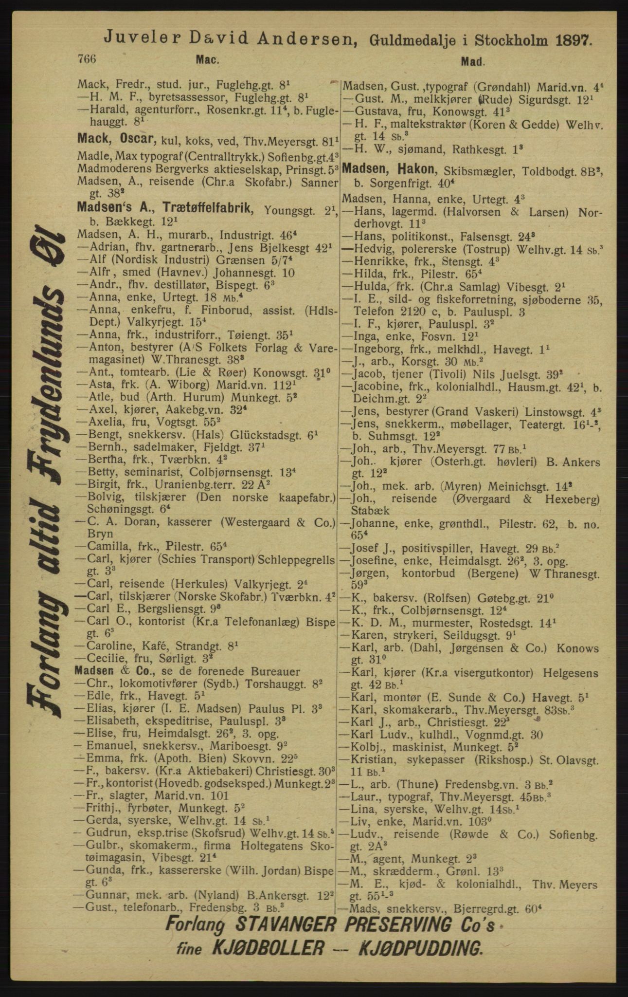 Kristiania/Oslo adressebok, PUBL/-, 1913, s. 778