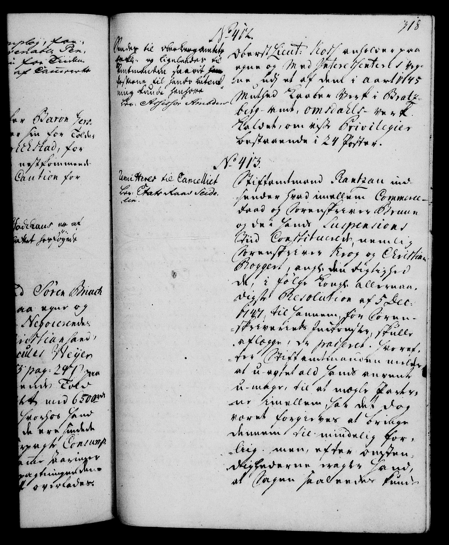 Rentekammeret, Kammerkanselliet, RA/EA-3111/G/Gh/Gha/L0029: Norsk ekstraktmemorialprotokoll (merket RK 53.74), 1748-1749, s. 318