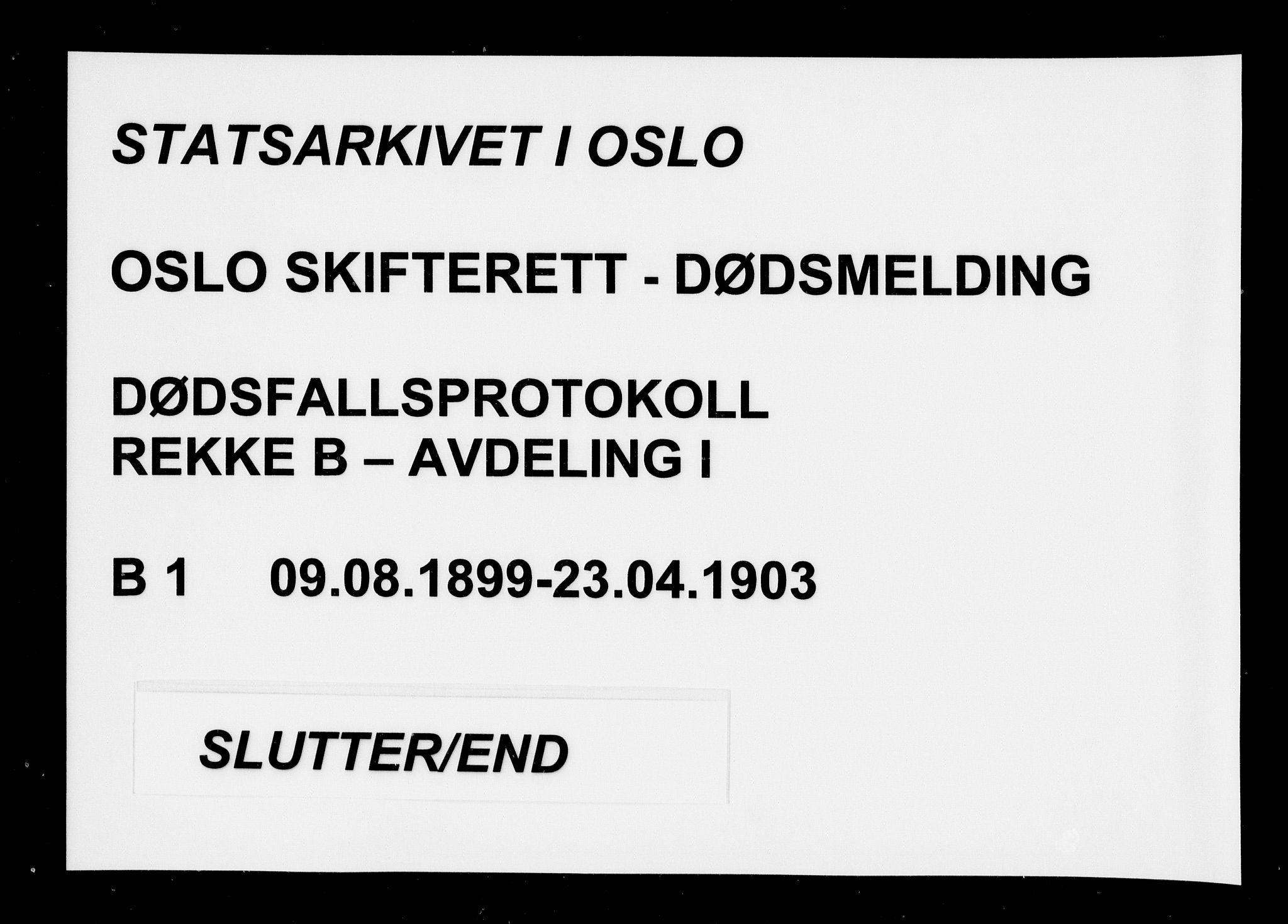 Oslo skifterett, AV/SAO-A-10383/G/Ga/Gab/L0001: Dødsfallsprotokoll, 1899-1903