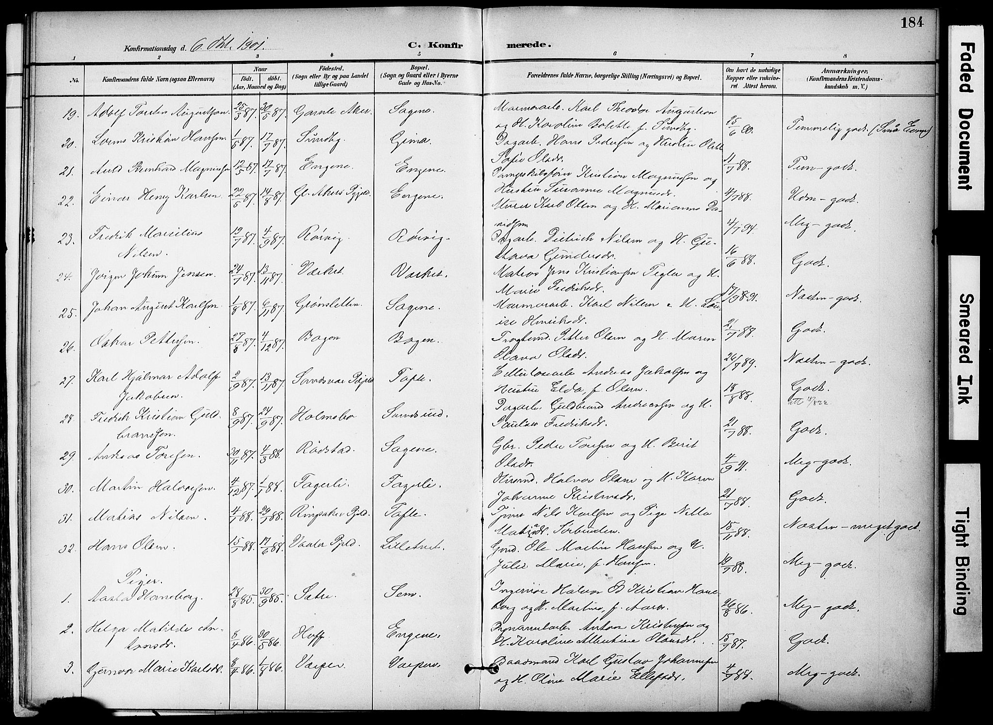 Hurum kirkebøker, AV/SAKO-A-229/F/Fa/L0015: Ministerialbok nr. 15, 1896-1908, s. 184